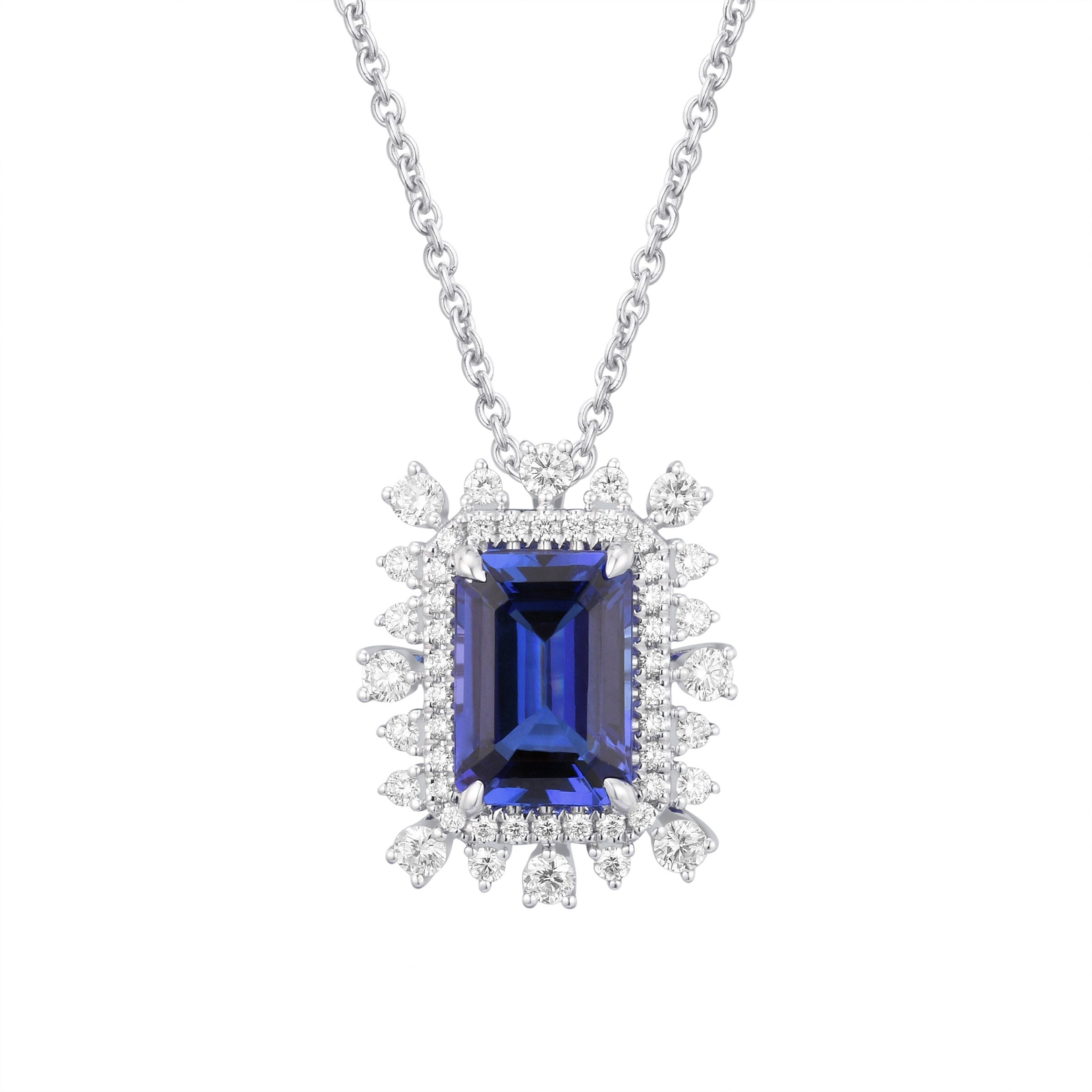18KT WHITE GOLD 0.91CTW VS2 I DIAMOND AND TANZANITE NECKLACE - Image 1