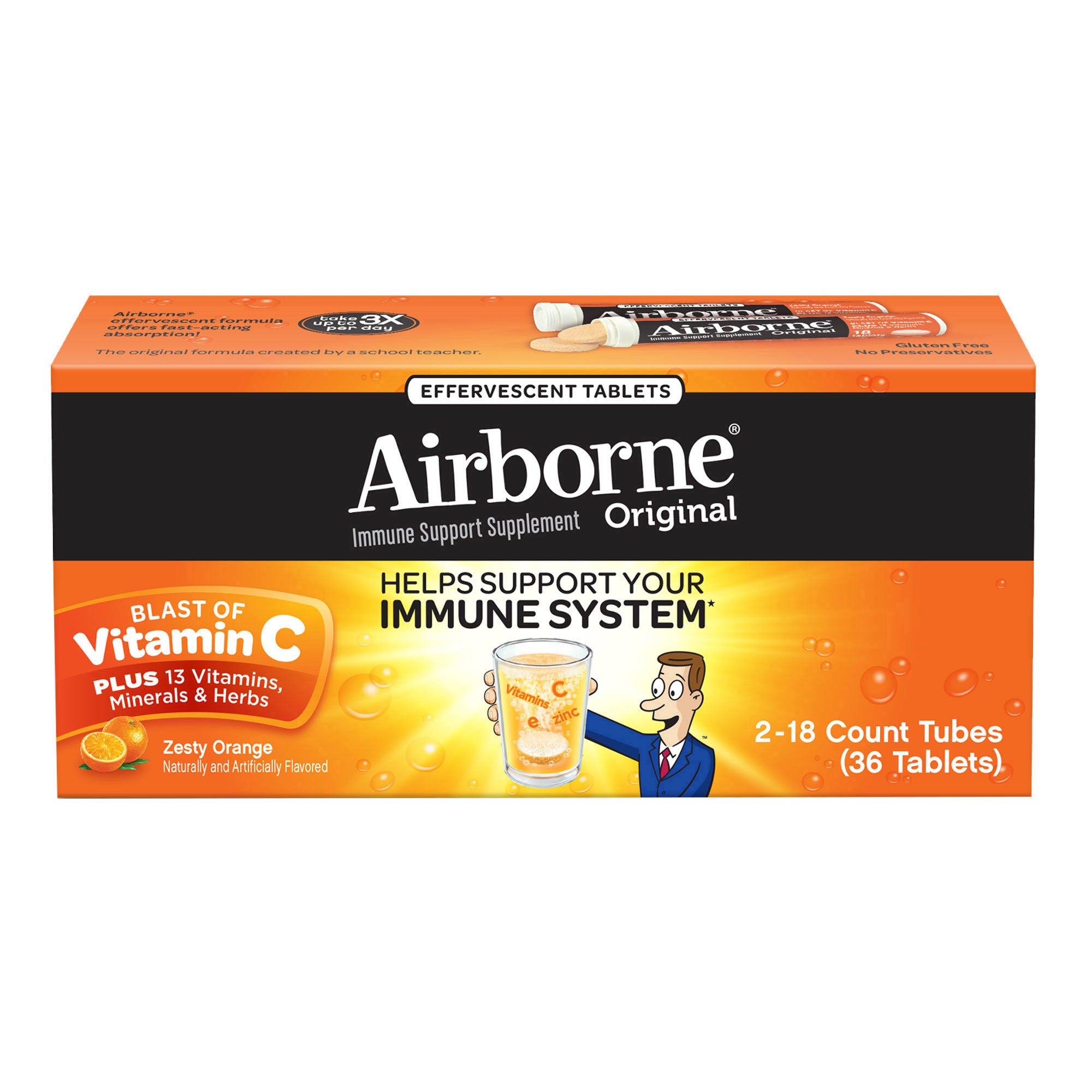 AIRBORNE EFFERVESCENT TABLET BERRY OR ORANGE 2X18 COUNT - Image 1