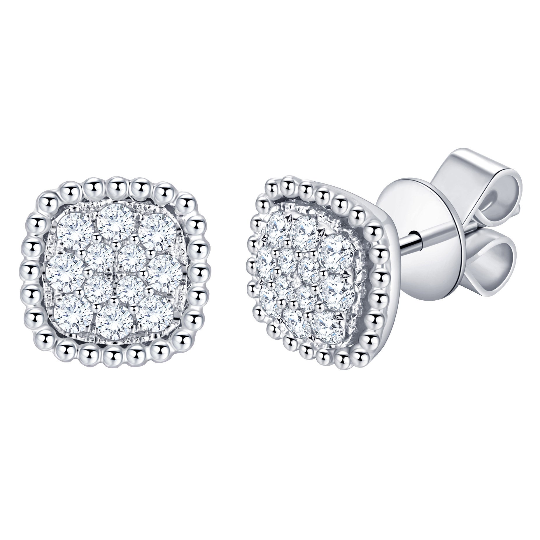 14KT WHITE GOLD VS2 I 0.30CTW ROUND DIAMOND CLUSTER EARRINGS