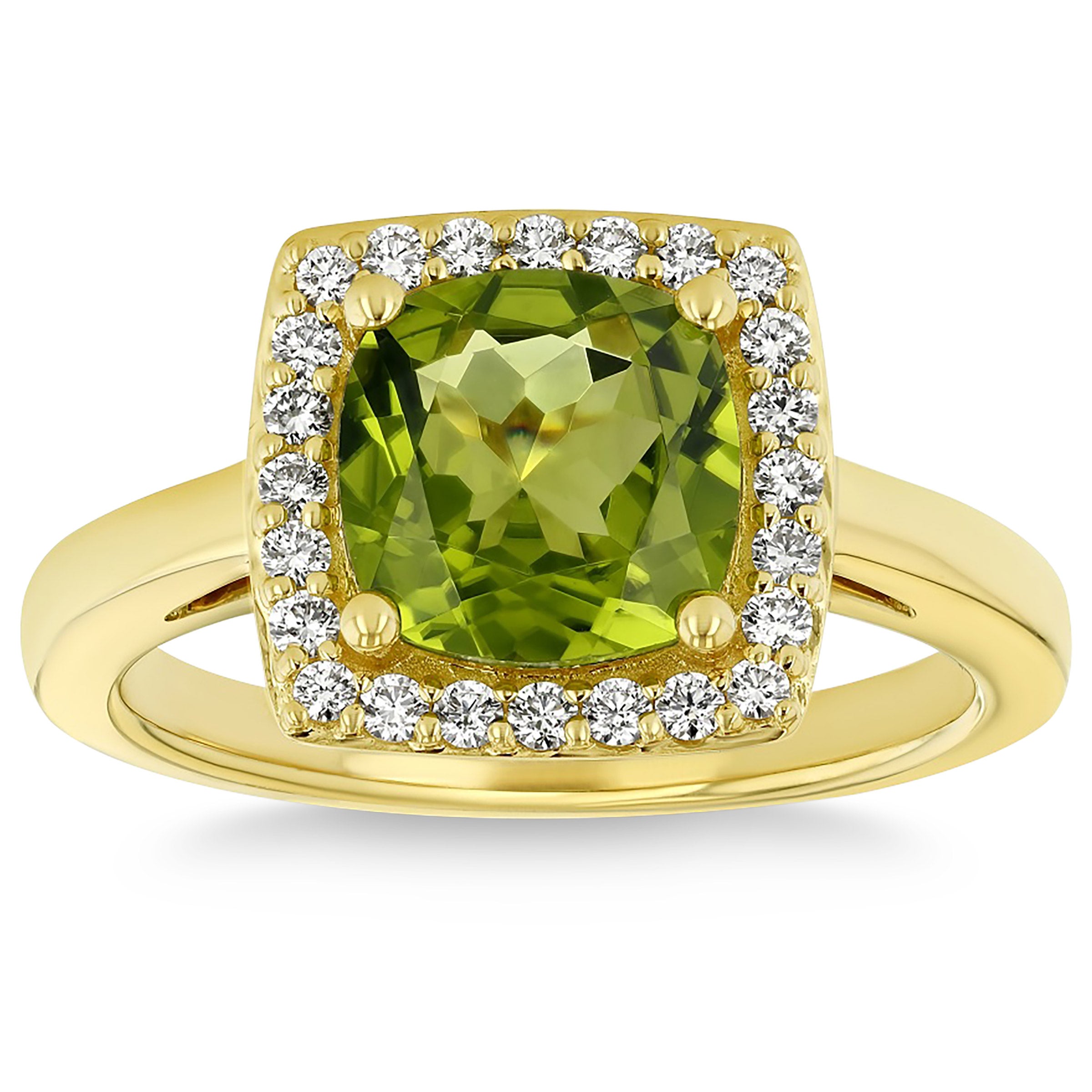 14KT YELLOW GOLD .22CTW VS2 I DIAMOND PERIDOT RING - Image 1