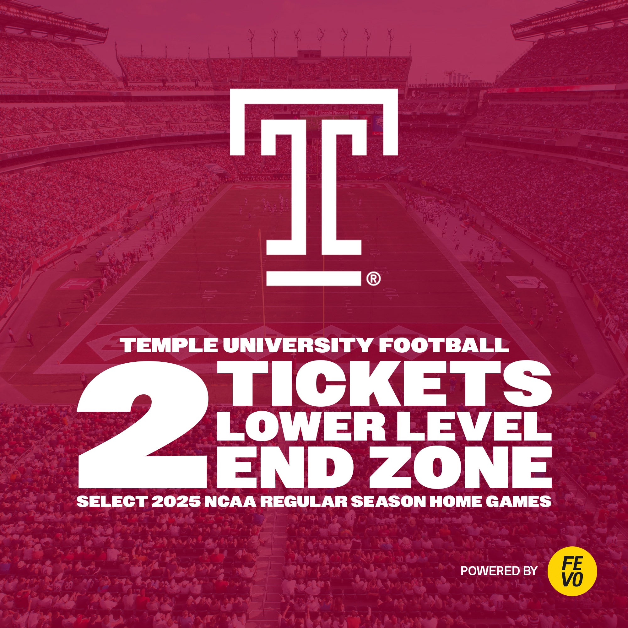 NCAA TEMPLE UNIVERSITY 2 LOWER LEVEL TICKETS ITEM IS NON-REFUNDABLE