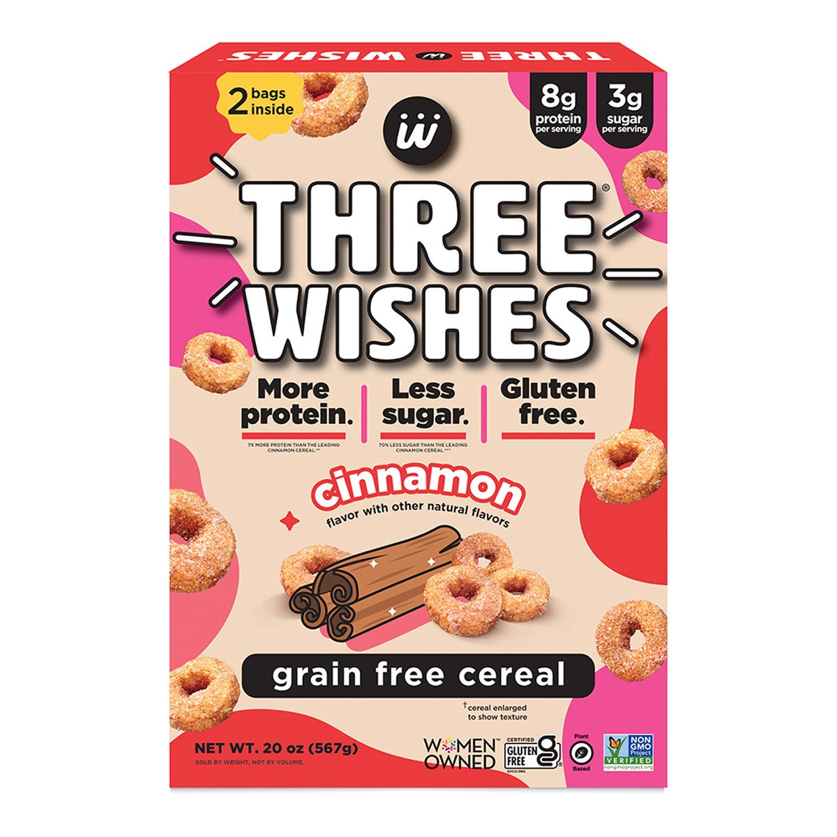 THREE WISHES CINNAMON CEREAL GRAIN FREE 20 OZ - Image 1