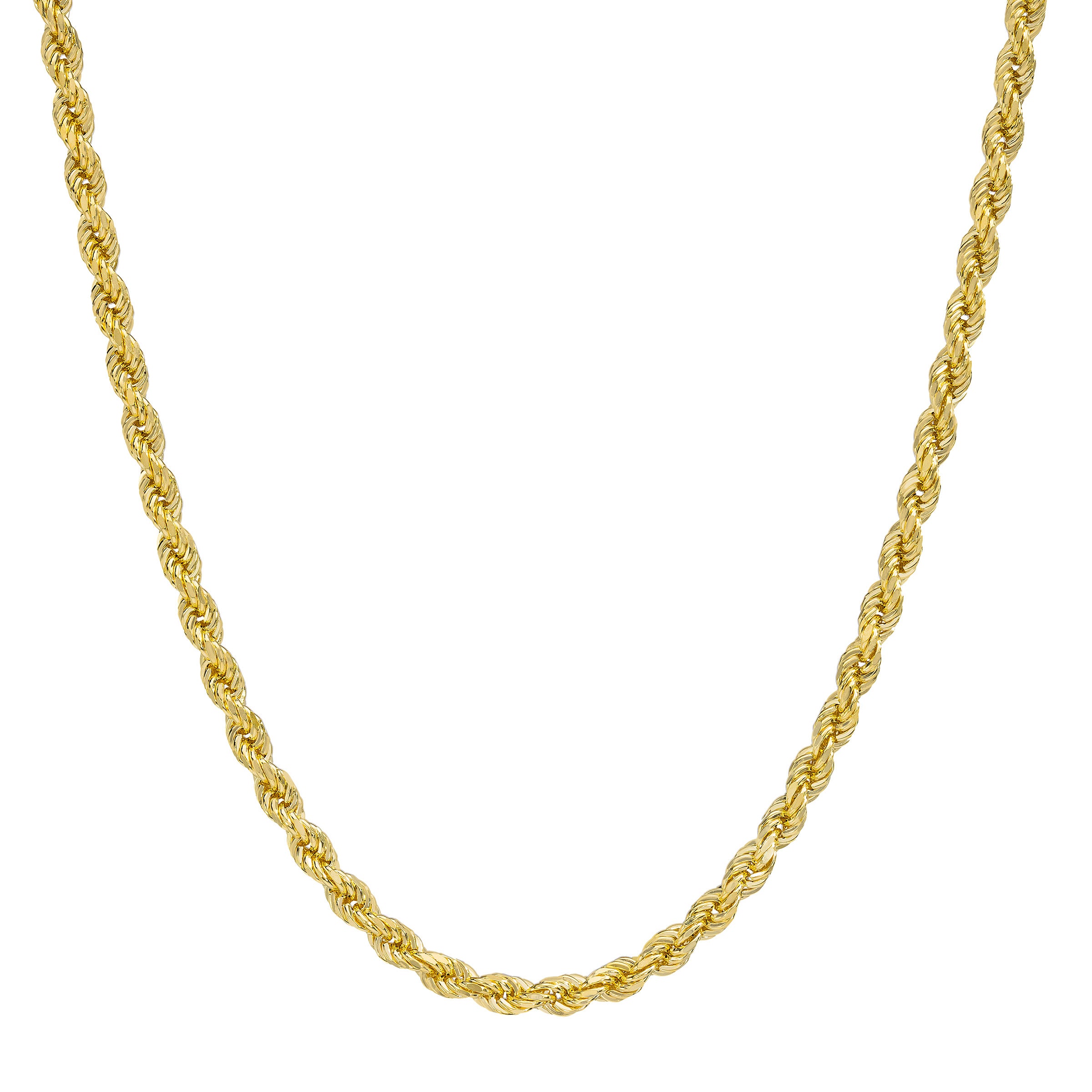 14KT YELLOW GOLD 18¨ DIAMOND CUT ROPE CHAIN MADE IN ITALY
