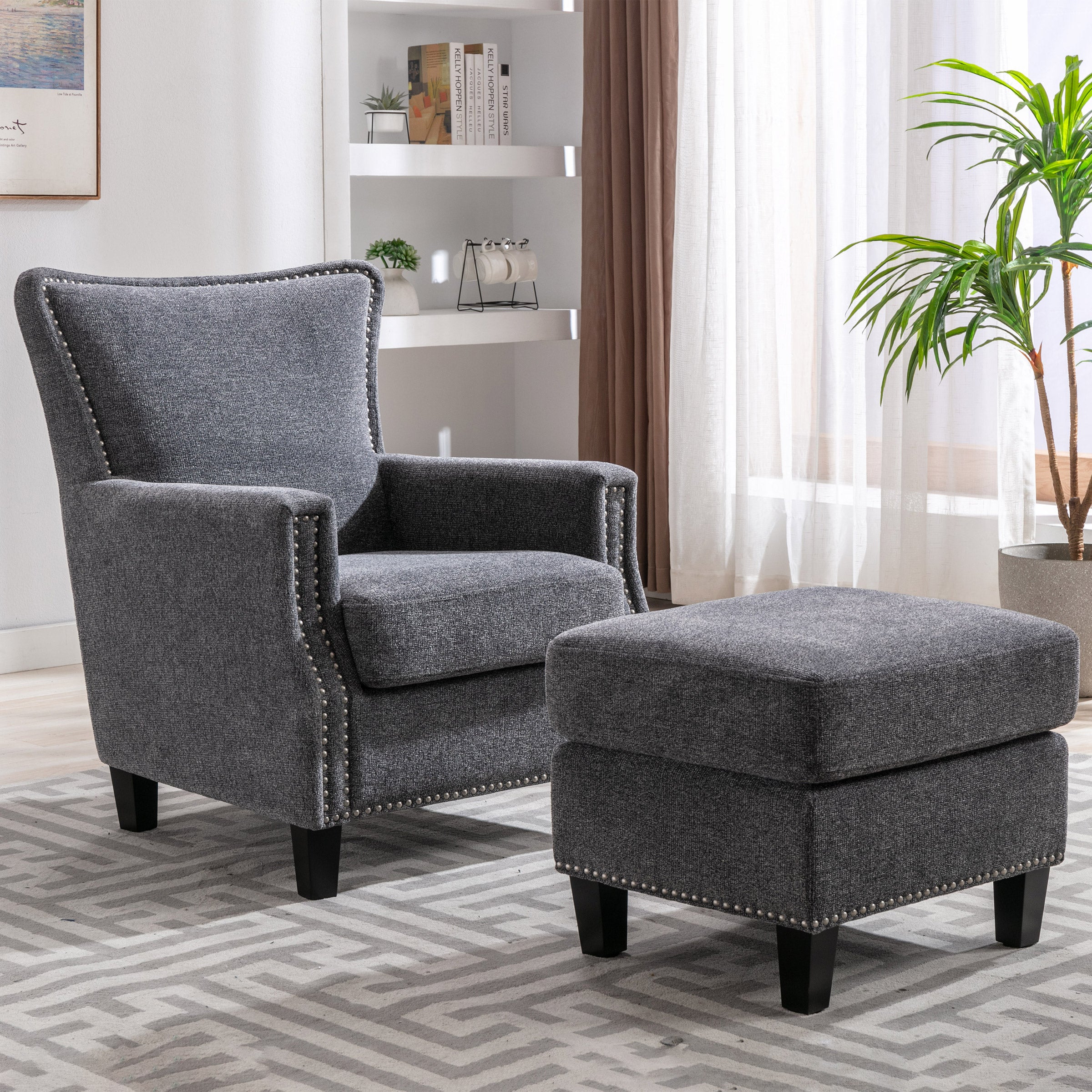 SEVILLA FABRIC CHAIR AND OTTOMAN