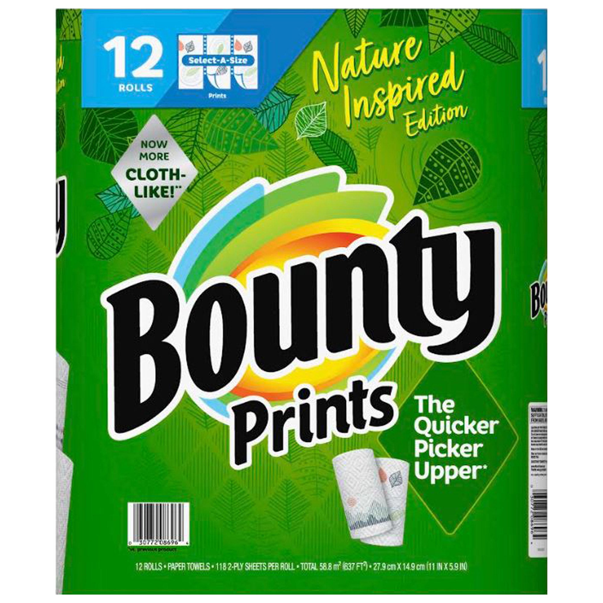 BOUNTY PRINTS PAPER TOWELS 638 SQFT 12/118 SHEET ROLLS