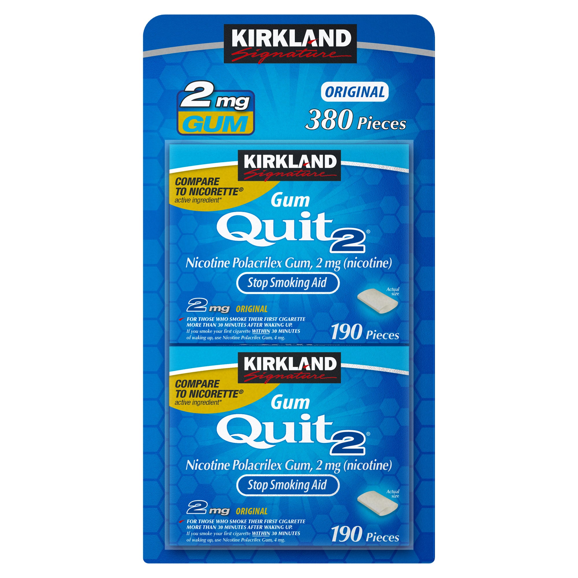 KIRKLAND SIGNATURE QUIT2 2MG ORIGINAL GUM 2 PK / 190 COUNT - Image 1