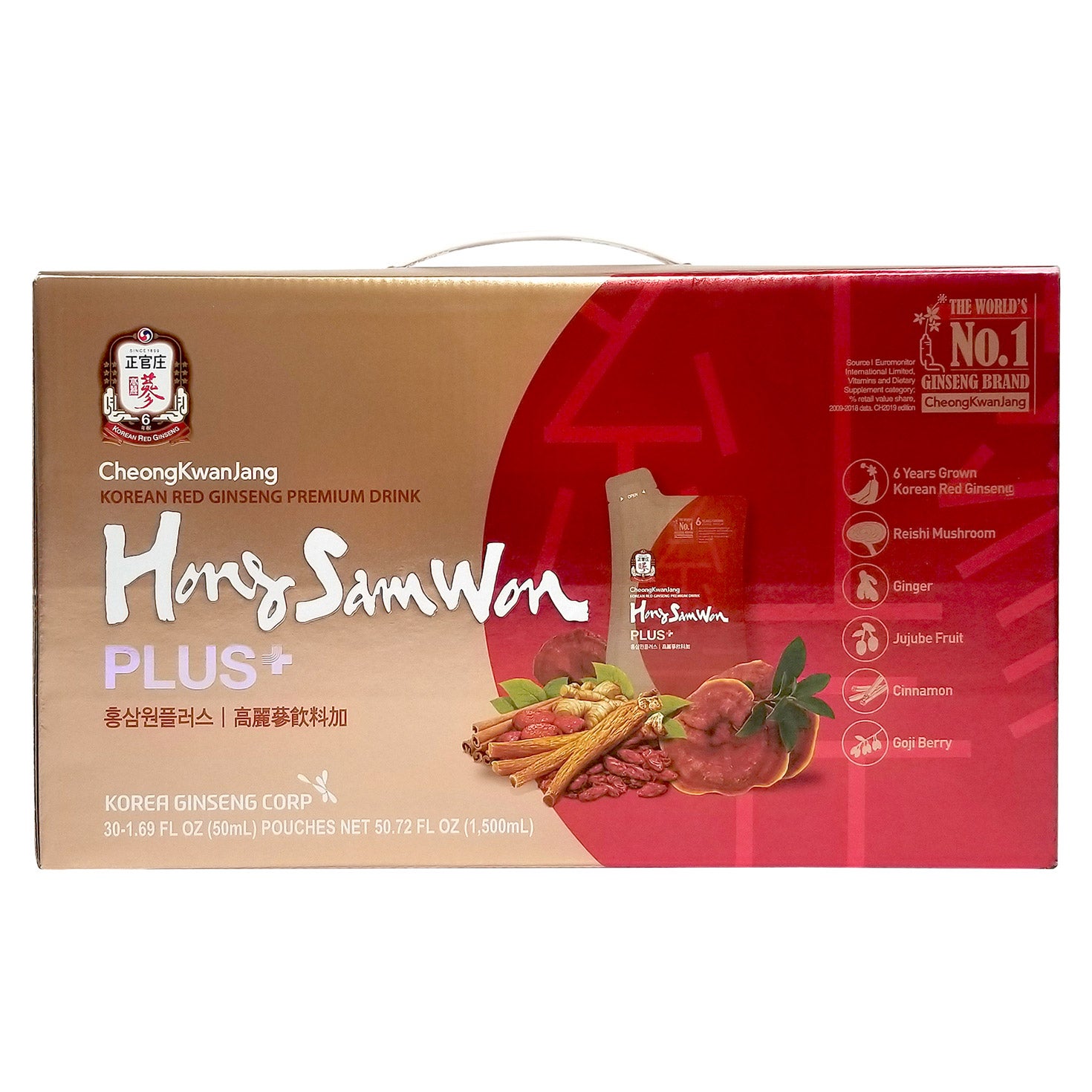HONG SAM WON RED GINSENG PLUS DRINK 30/1.69 OZ - Image 1