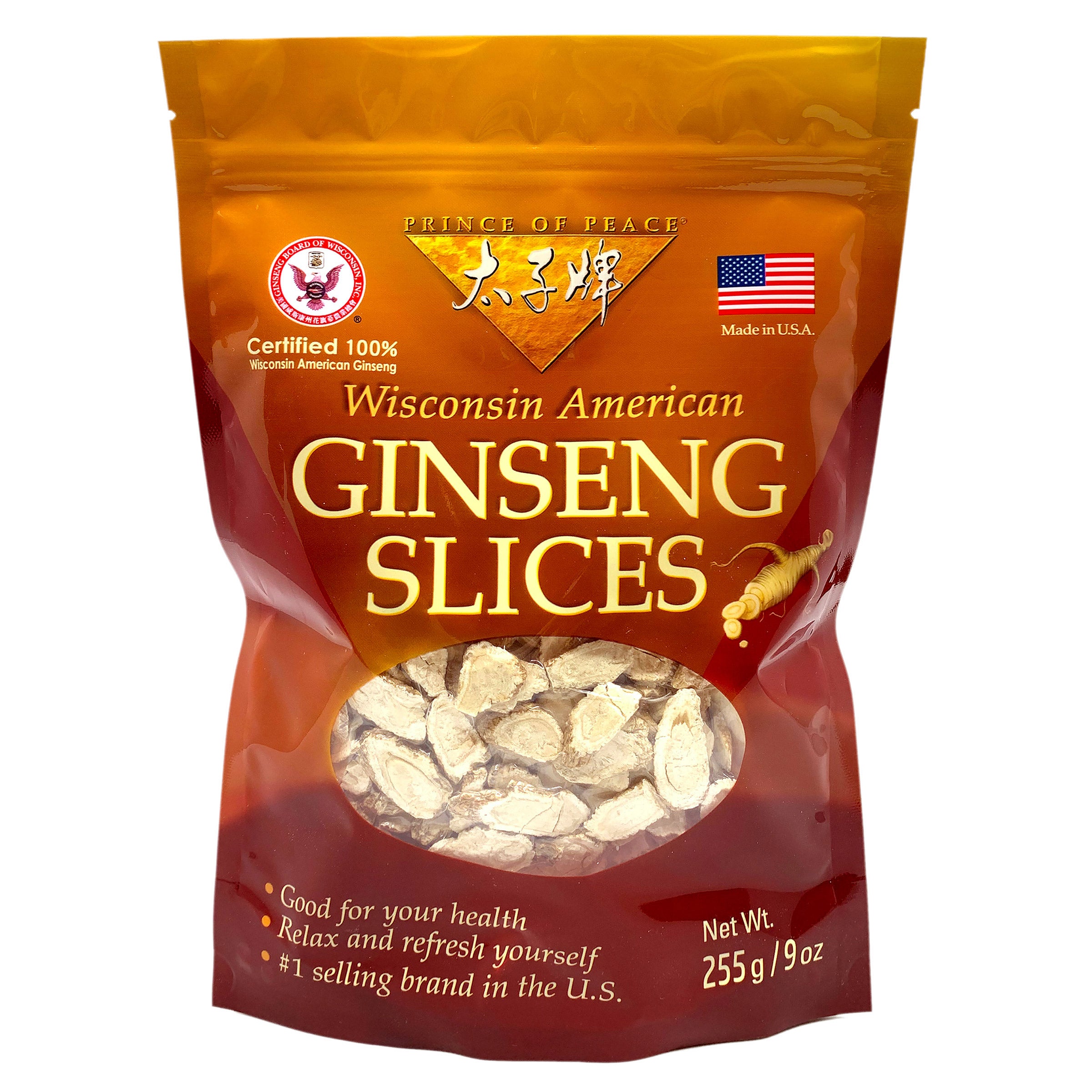 PRINCE OF PEACE GINSENG ROOT SLICES 9 OUNCE BAG
