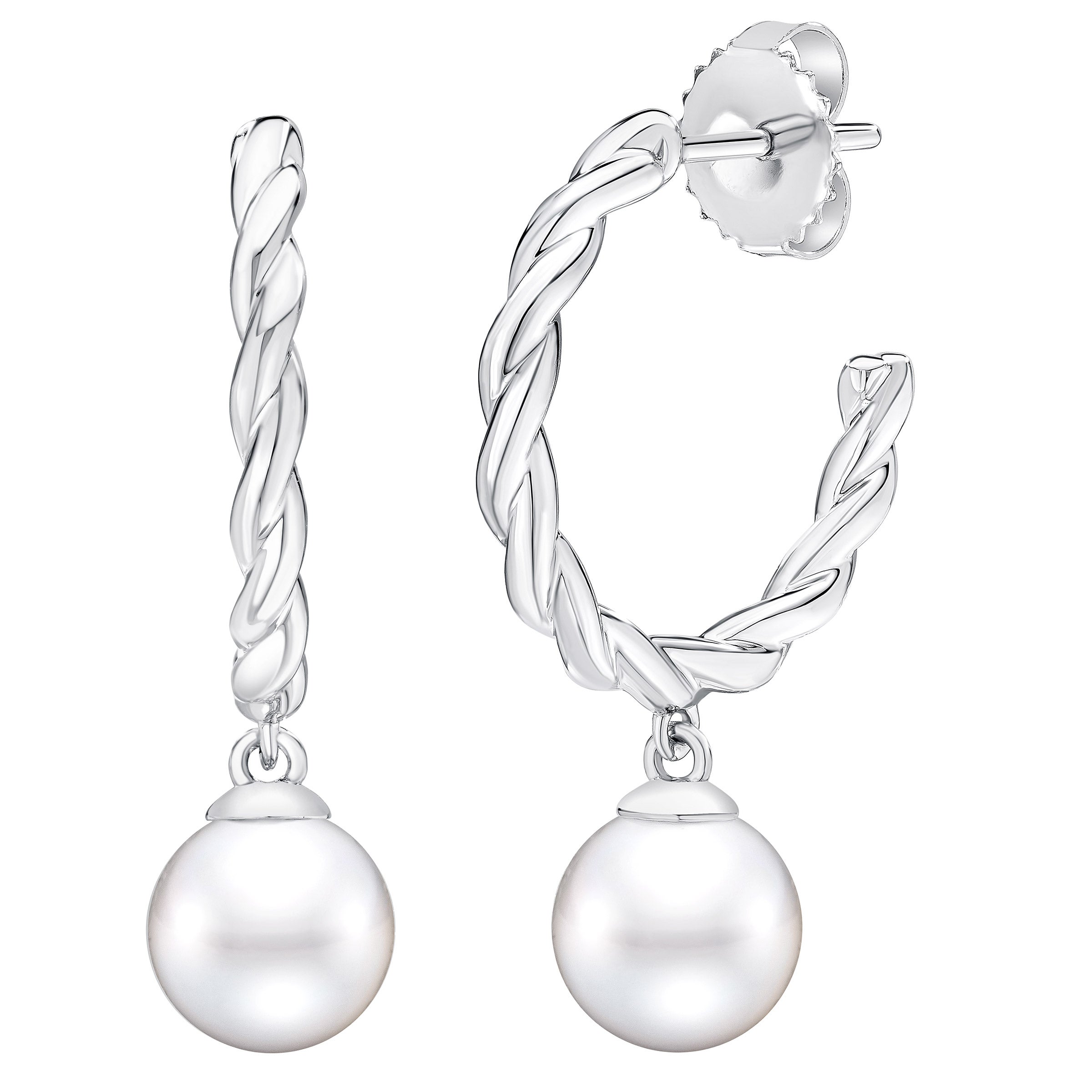 14KT GOLD FRESHWATER CULTURED PEARL 7-8MM EARRINGS - Image 1