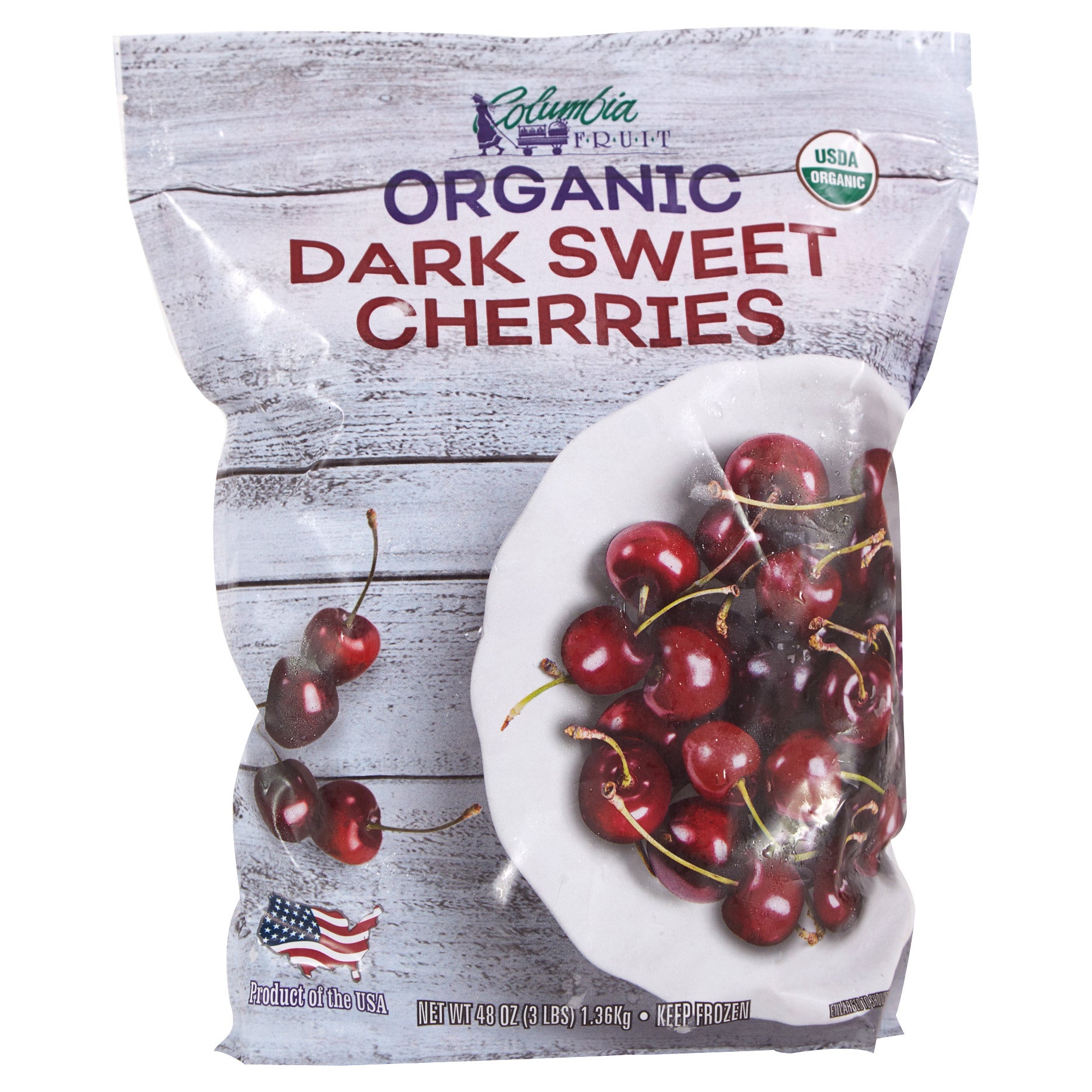 COLUMBIA FRUIT ORGANIC DARK SWEET CHERRIES 3LBS