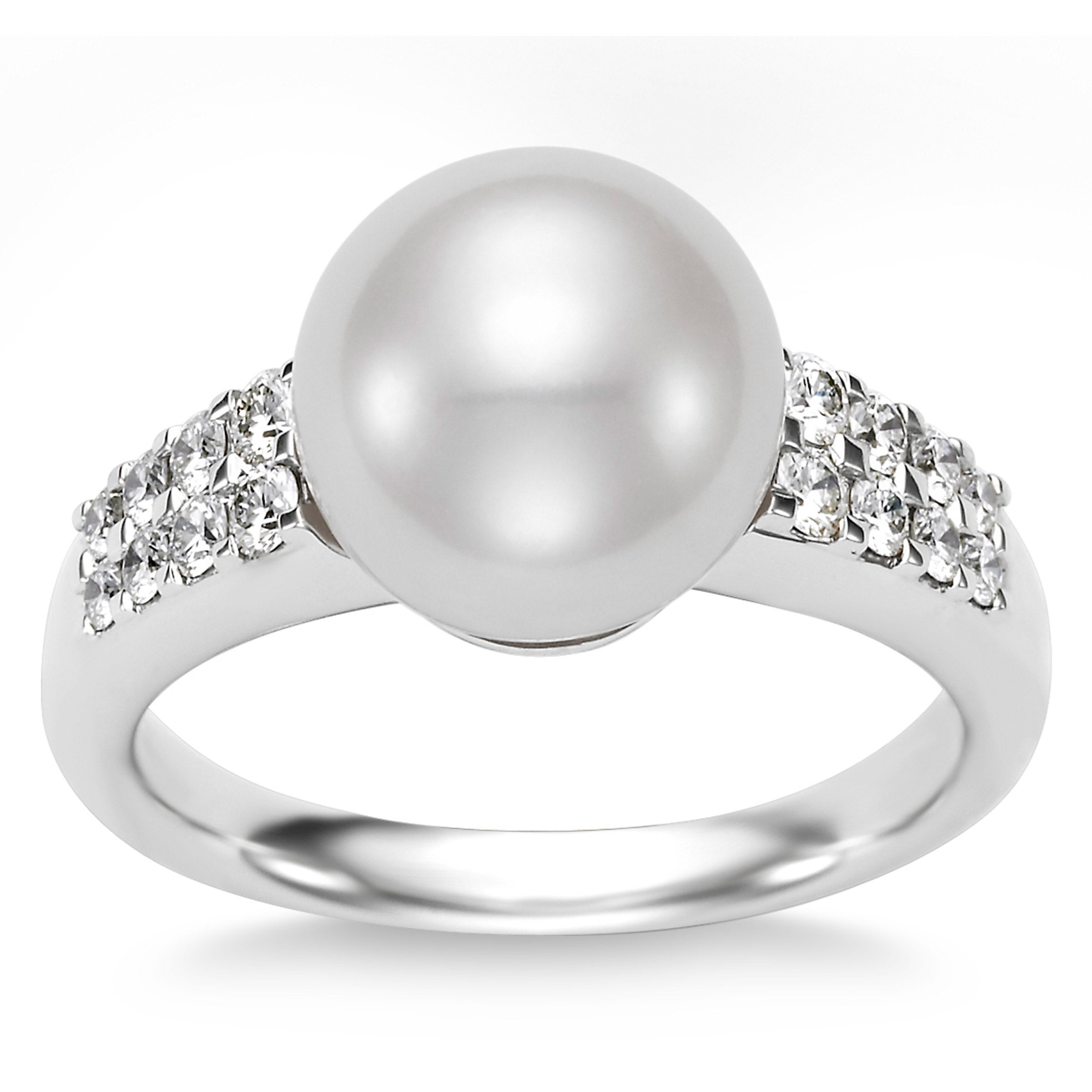 14KT GOLD 9.5-10MM FRESHWATER CULTURED PEARL &.33CWT DIA RING