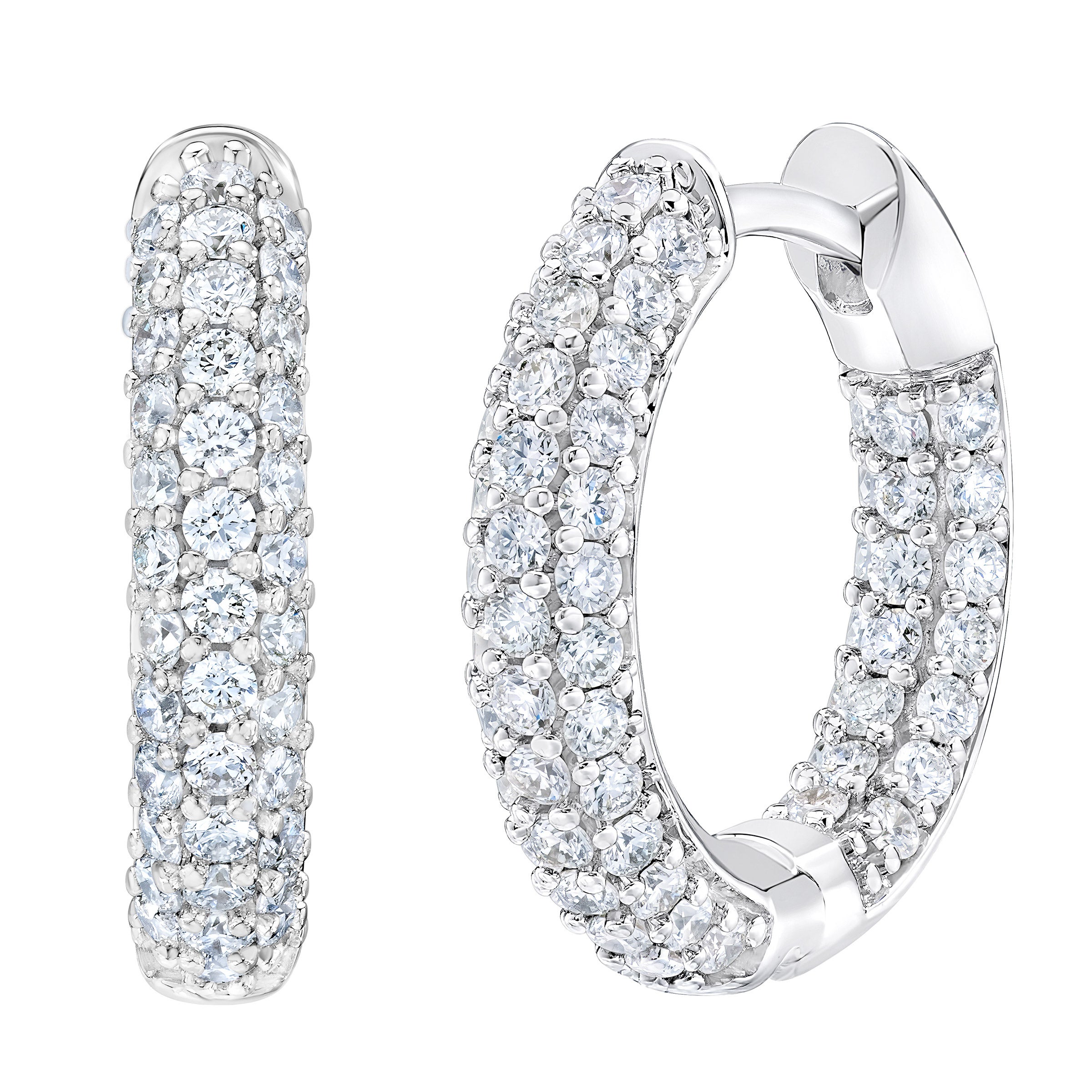 14KT WHITE GOLD VS2 I 1.00CTW ROUND DIAMOND HOOP EARRINGS - Image 1