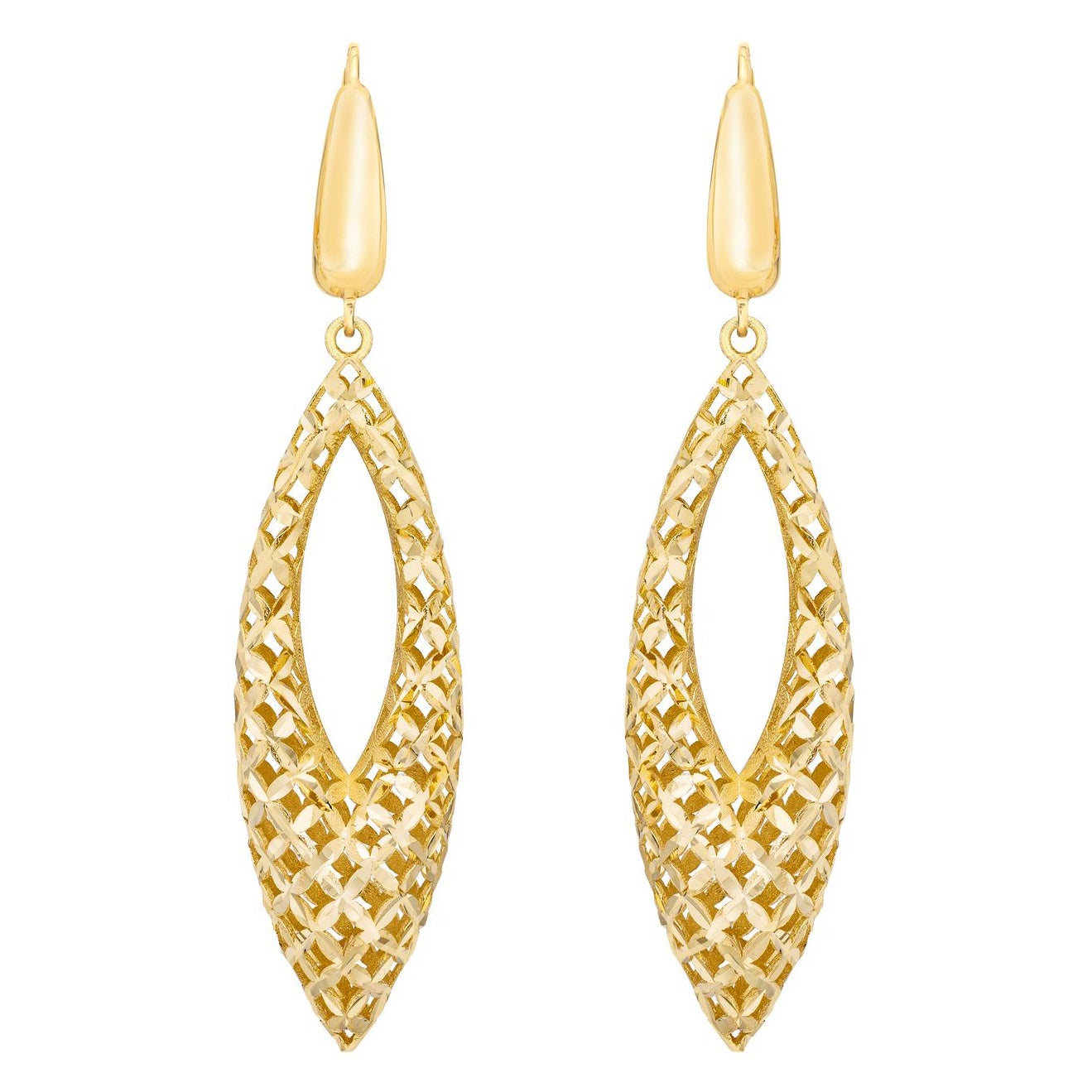 14KT YELLOW GOLD TEARDROP EARRINGS MADE IN ITALY