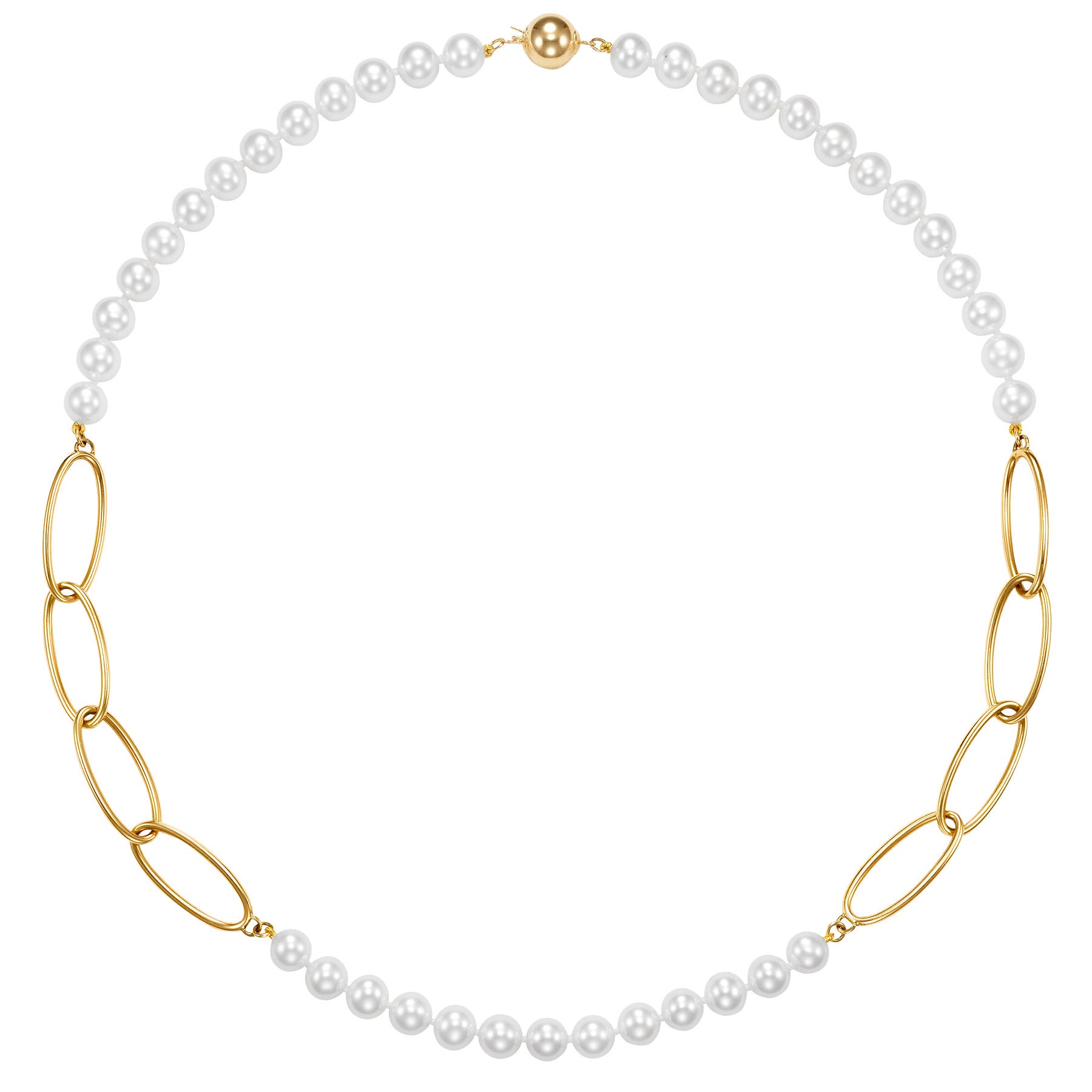 14KT GOLD 7-7.5MM FRESHWATER CULTURED PEARL 20¨ NECKLACE - Image 1