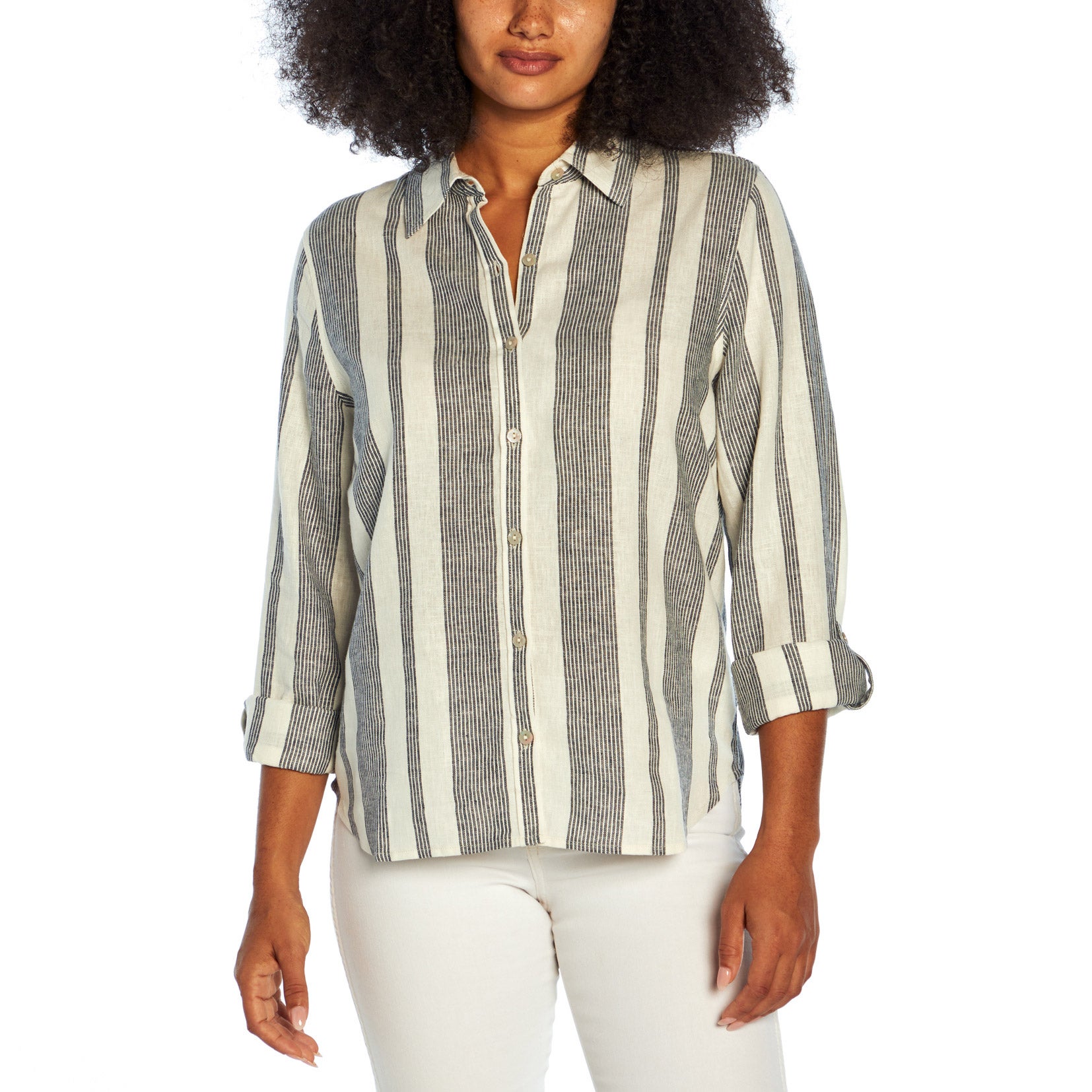 ORVIS LADIES LINEN BLEND LONG SLEEVE TOP - Image 1