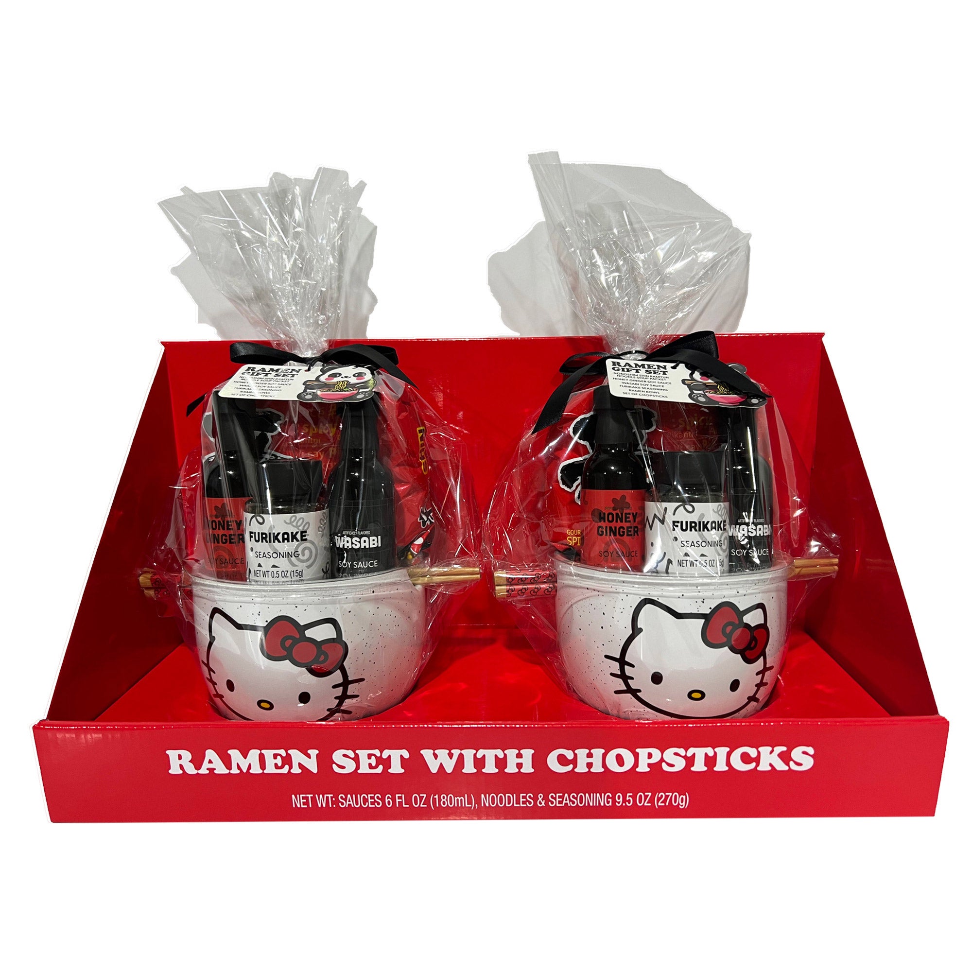 HELLO KITTY RAMEN GIFT CERAMIC BOWLS W/CHOPSTICKS 2 PK