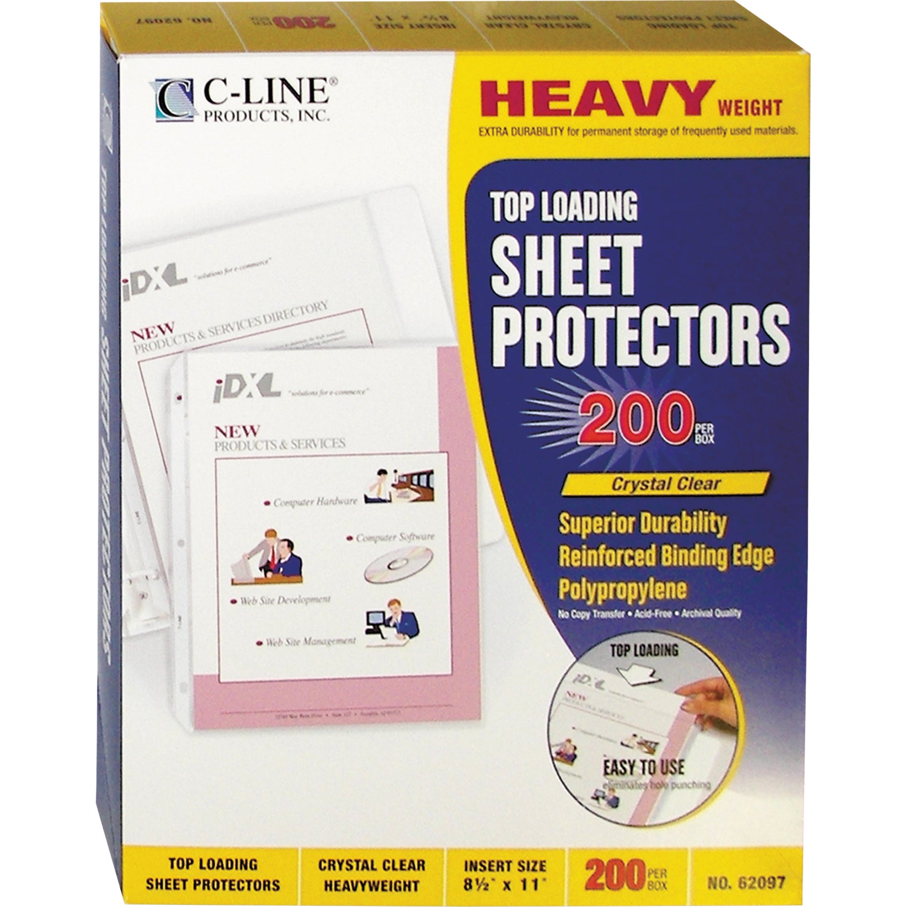 C-LINE SHEET PROTECTOR 2¨, 11 X 8 1/2, 200/BX CLI62097 CLEAR - Image 1