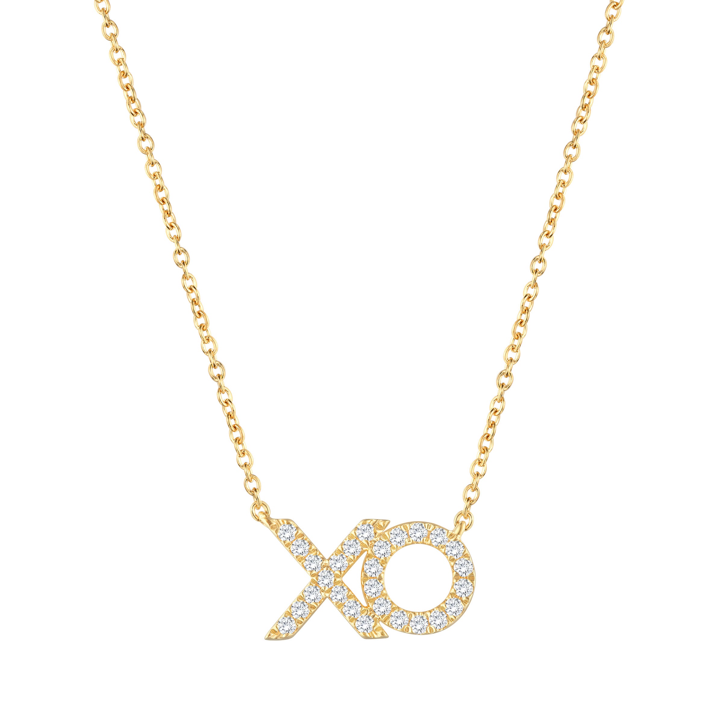 14KT YELLOW GOLD VS2 I 0.18CTW ROUND DIAMOND XO NECKLACE - Image 1