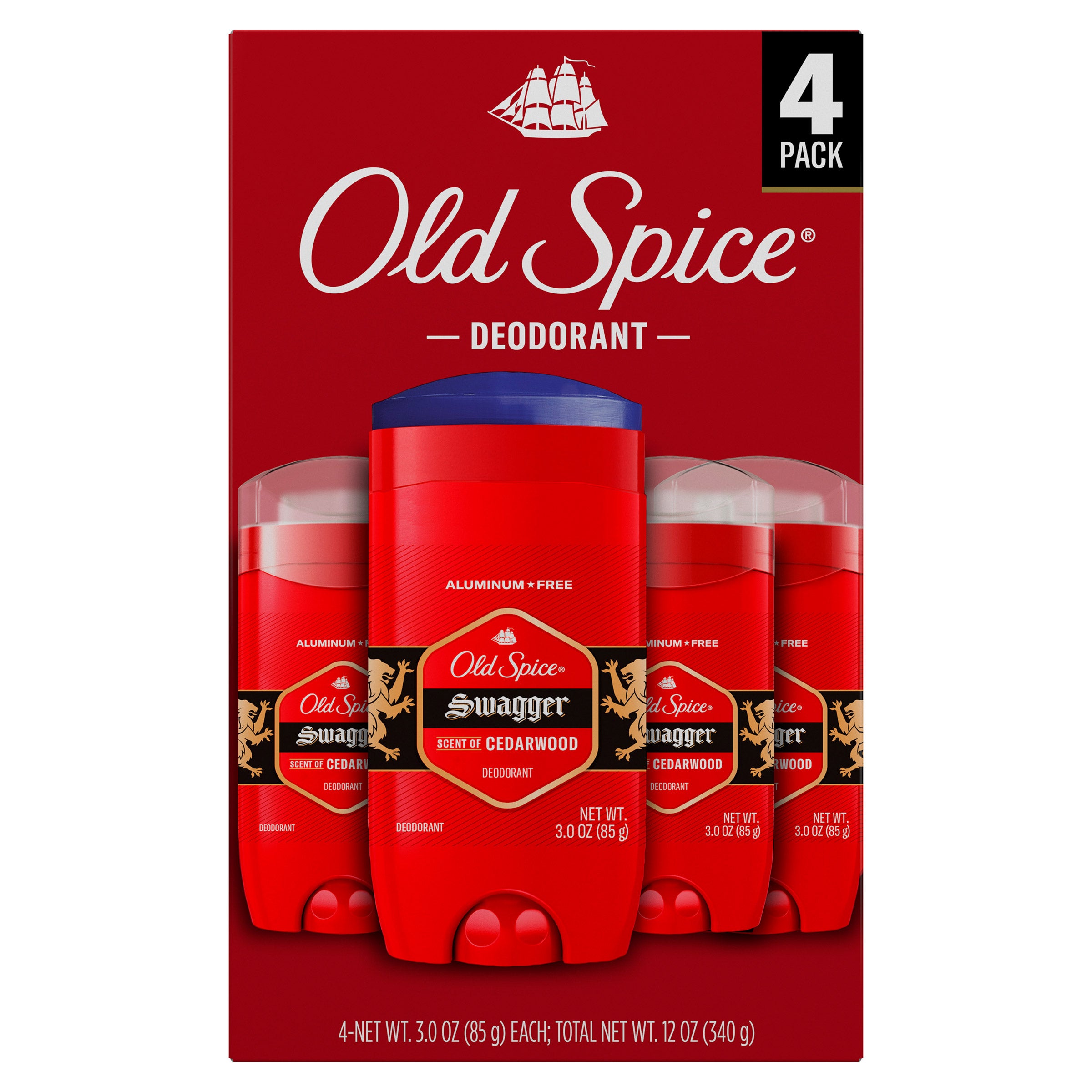 OLD SPICE SWAGGER DEODORANT ALUMINUM FREE 4PK/3 OZ