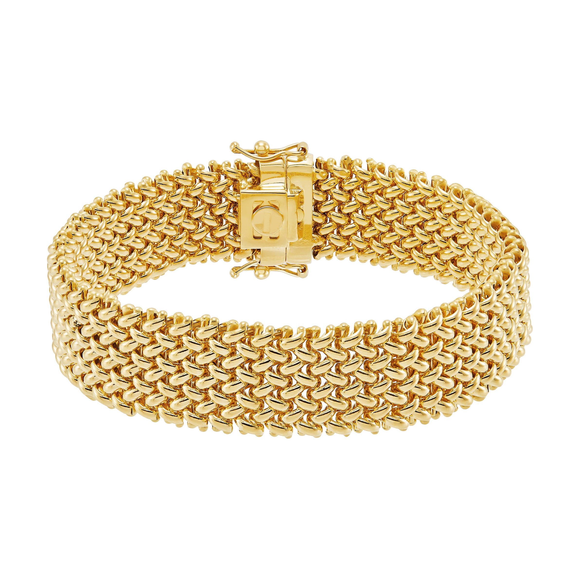 18KT YELLOW GOLD WOVEN BRACELET MADE IN ITALY - Image 1