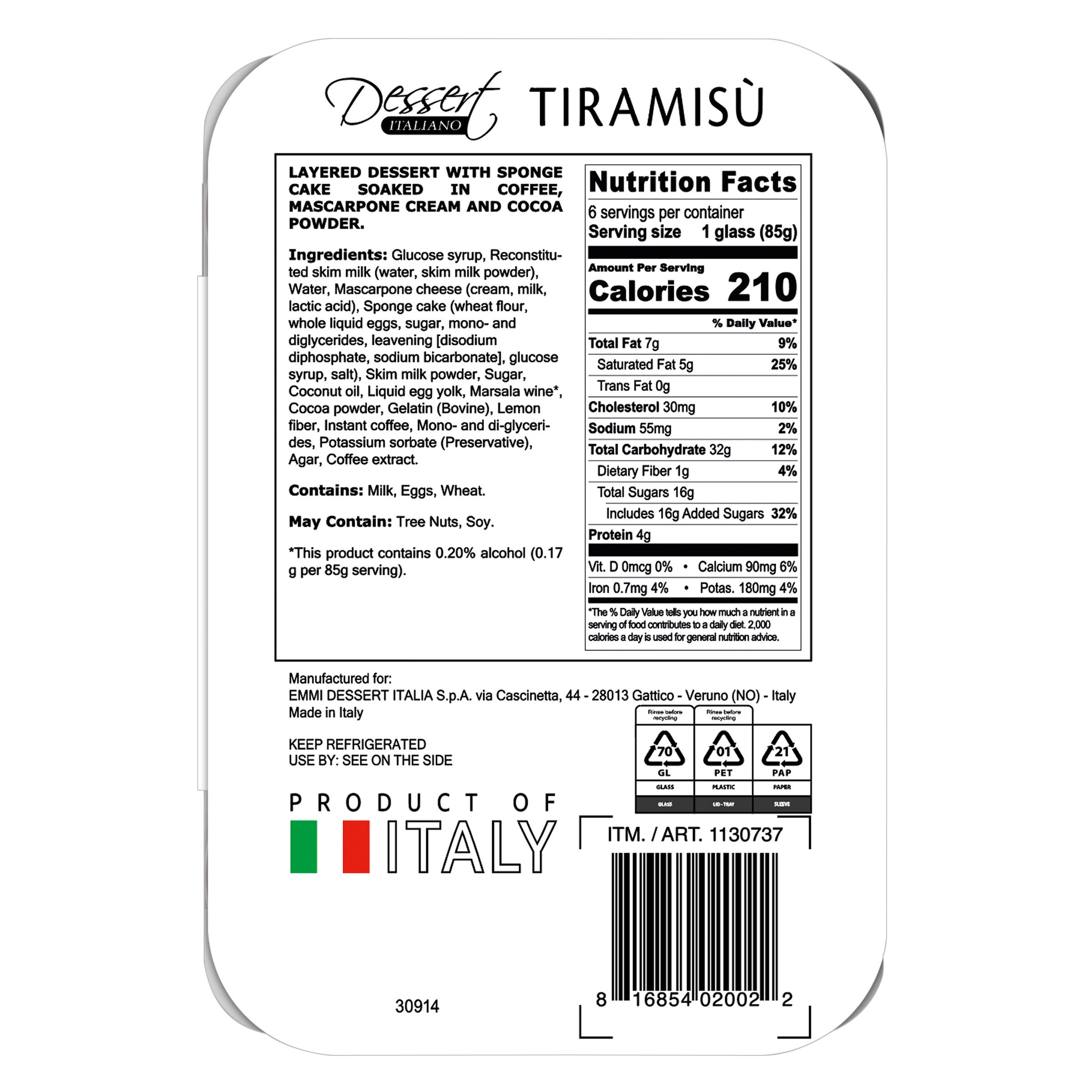 DESSERT ITALIANO TIRAMISU 6/3 OUNCE CUPS