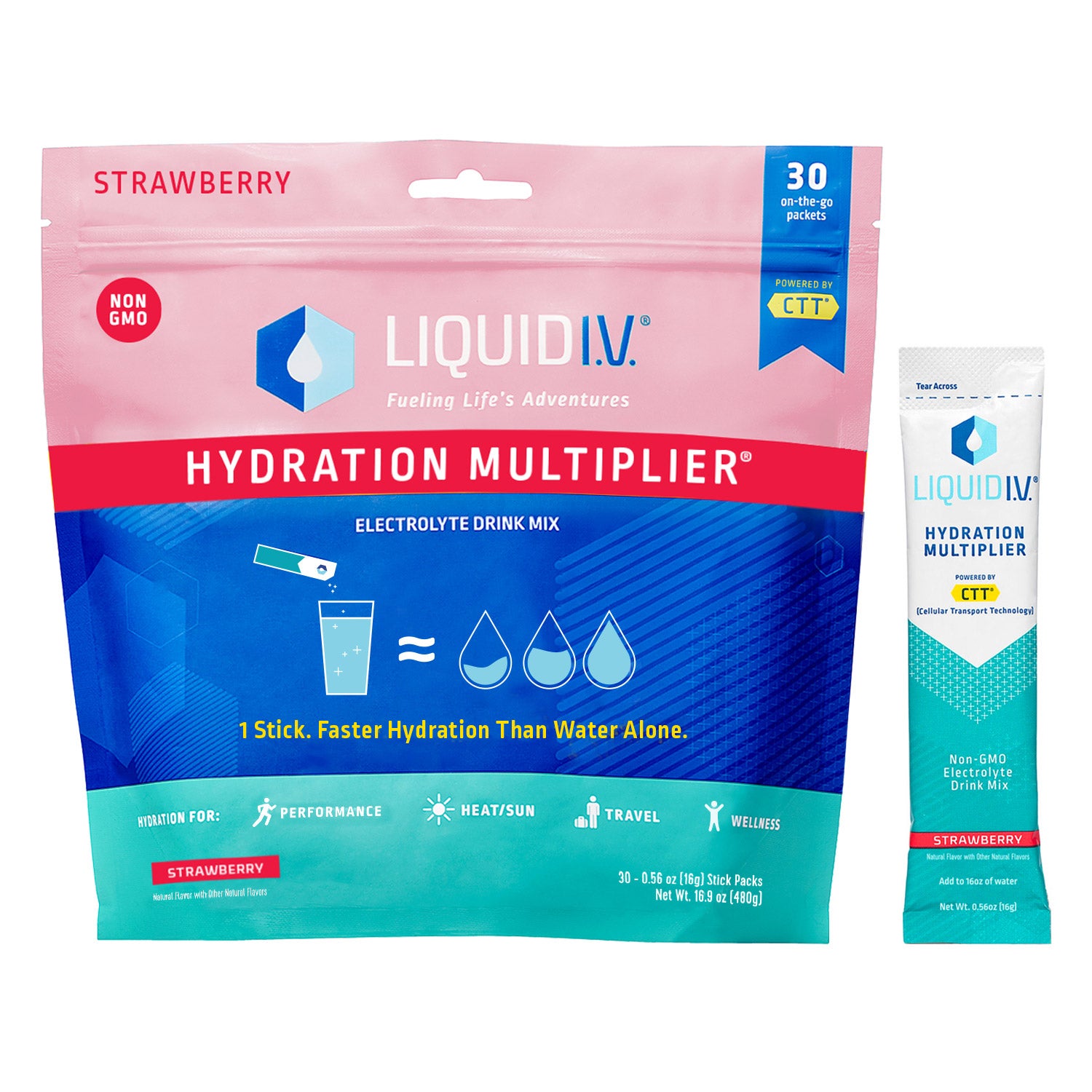 LIQUID I.V. HYDRATION MULTIPLIER STRAWBERRY 30 STICK PK - Image 1