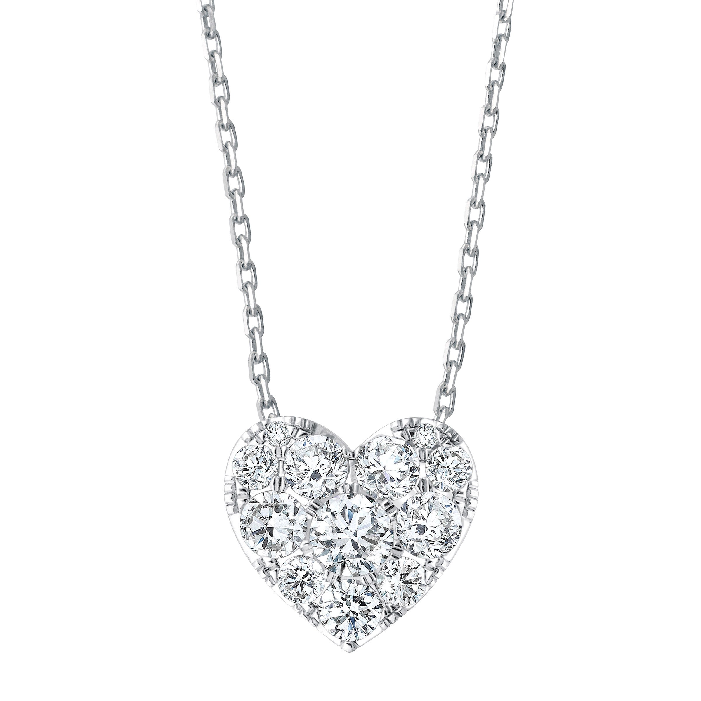 14KT WHITE GOLD VS2 I 0.75CTW ROUND DIAMOND HEART NECKLACE
