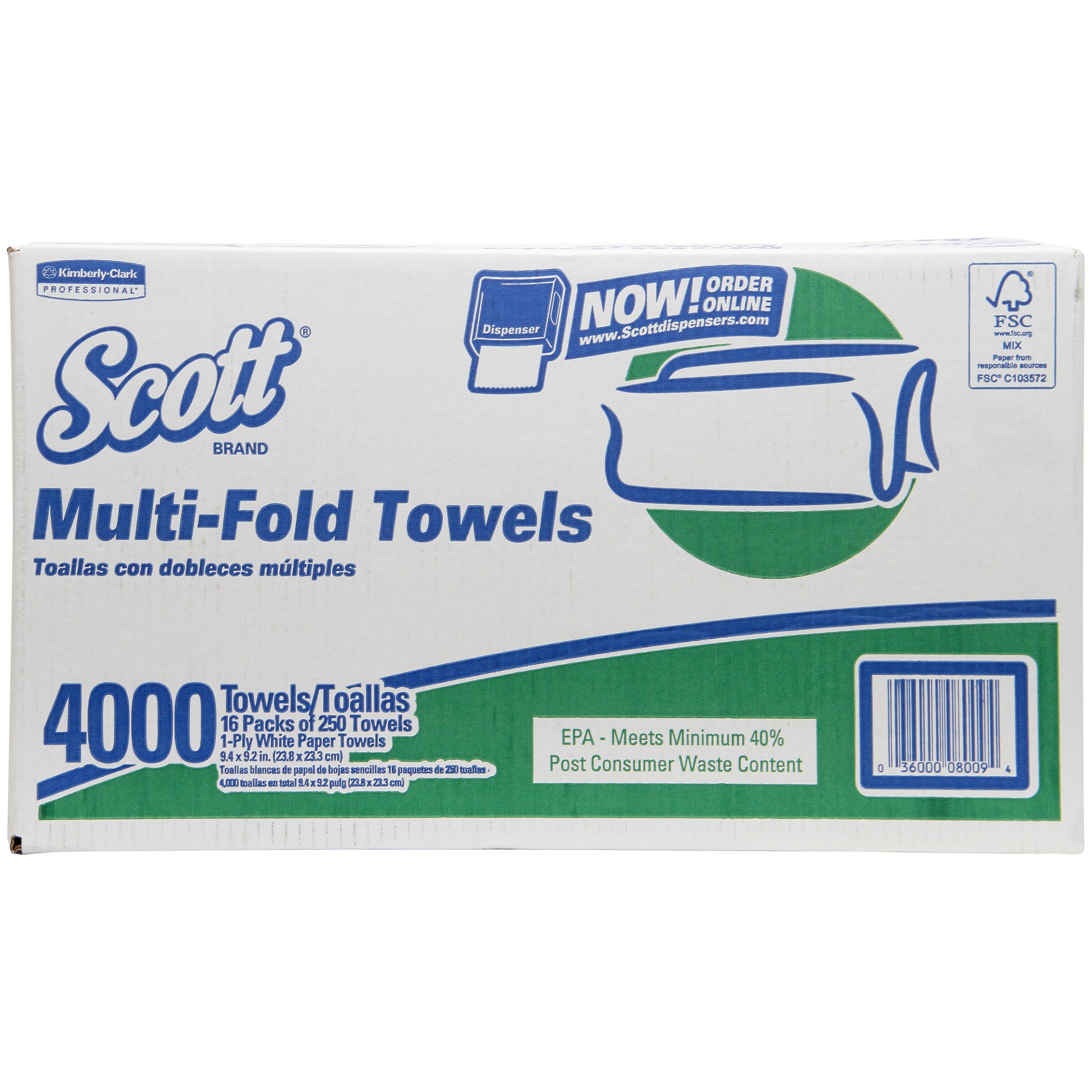 SCOTT MULTI-FOLD TOWELS 16/250 COUNT