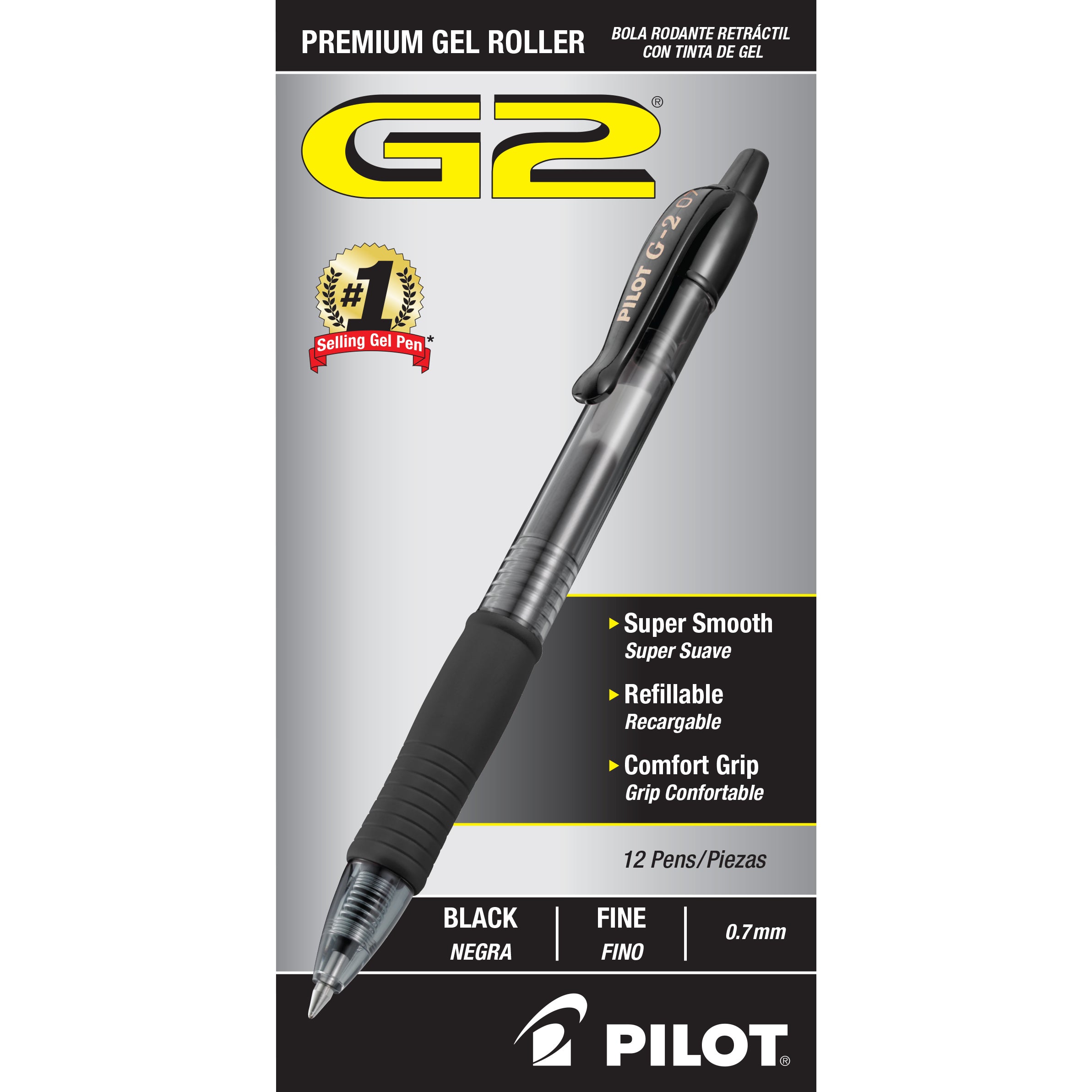 PILOT G2 GEL FINE BLACK PENS PIL31020 12PK - Image 1