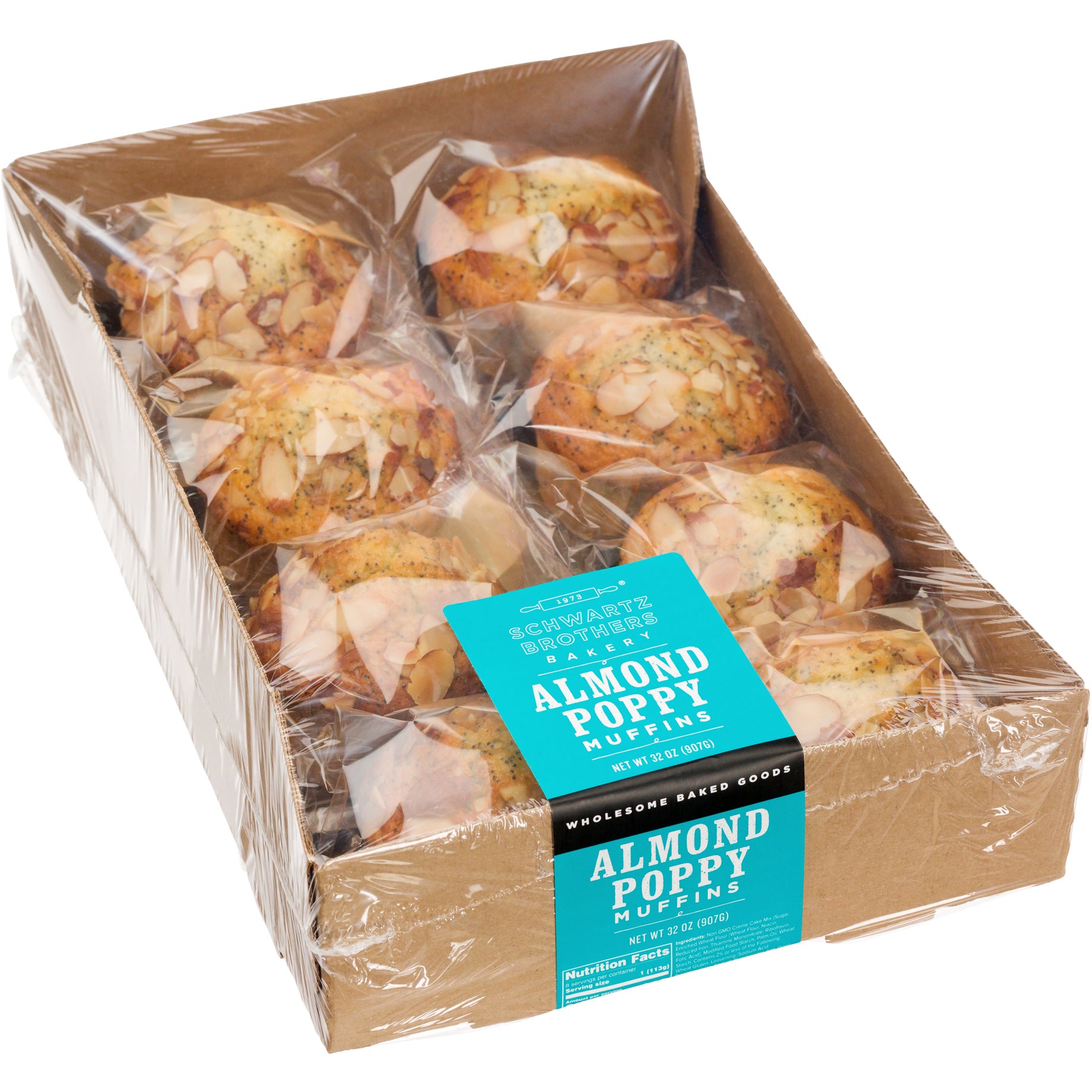 SCHWARTZ BROS ALMOND POPPY MUFFINS 8X4 OZ - Image 1