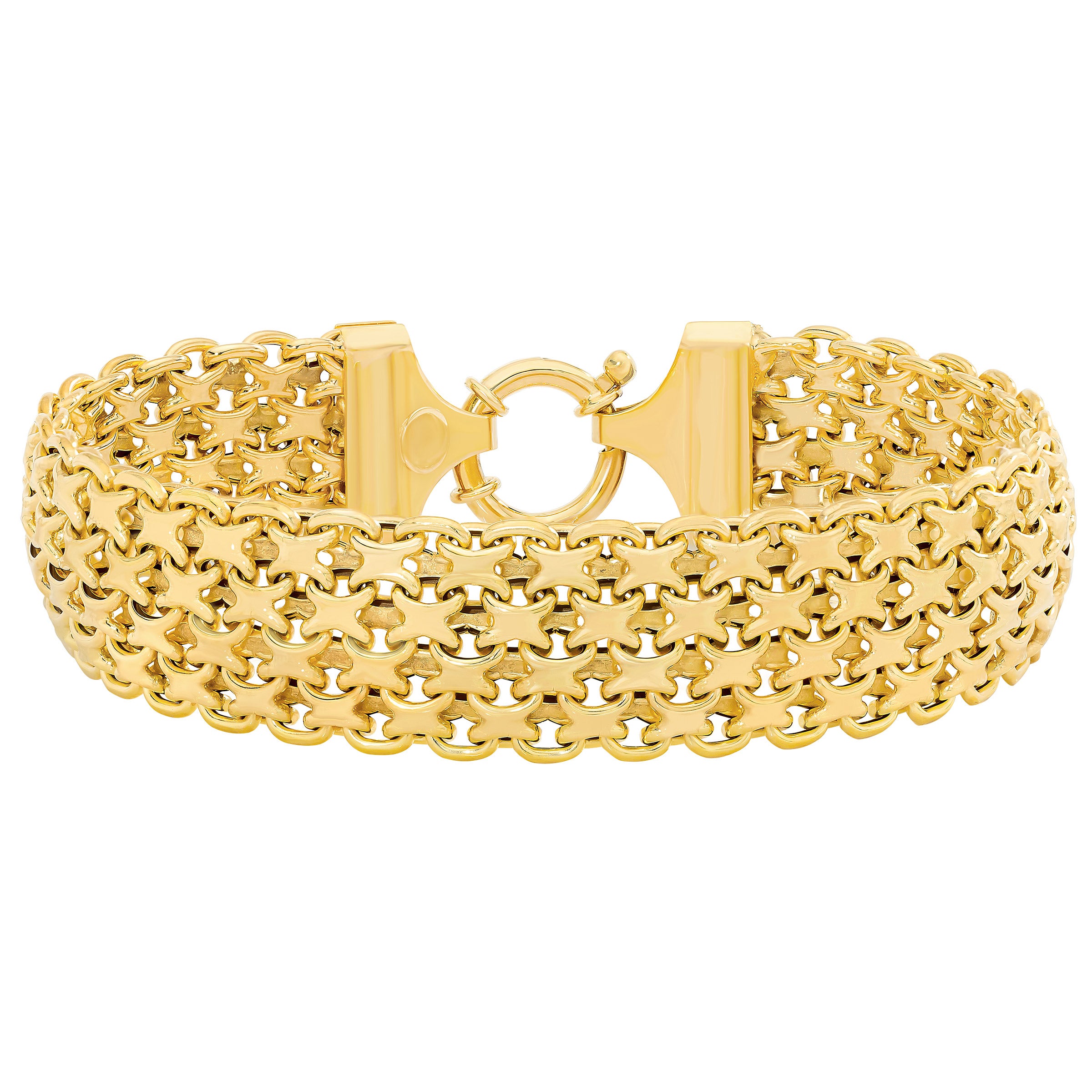 14KT YELLOW GOLD BISMARK BRACELET MADE IN ITALY - Image 1