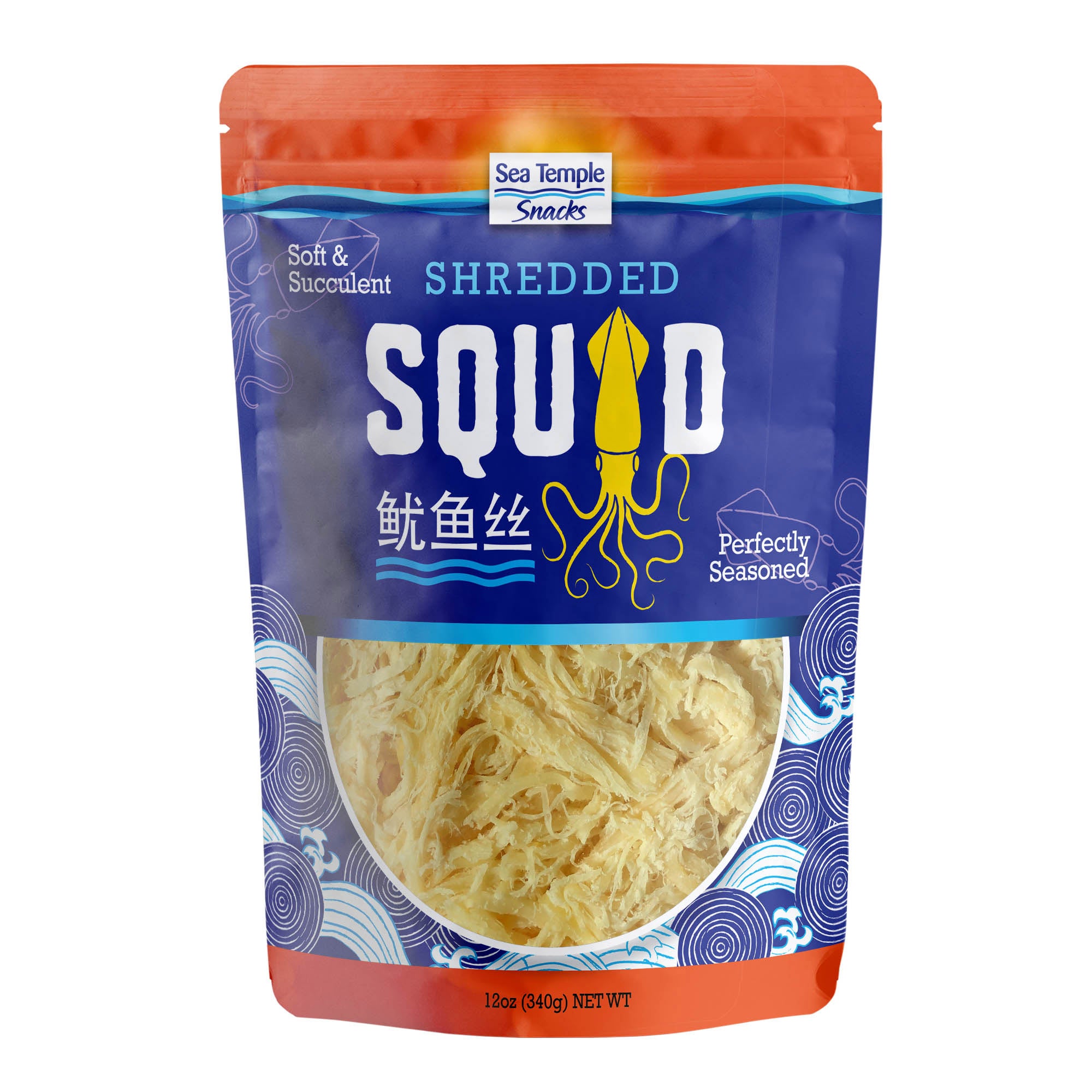 SEA TEMPLE SNACKS SHREDDED SQUID 12 OZ