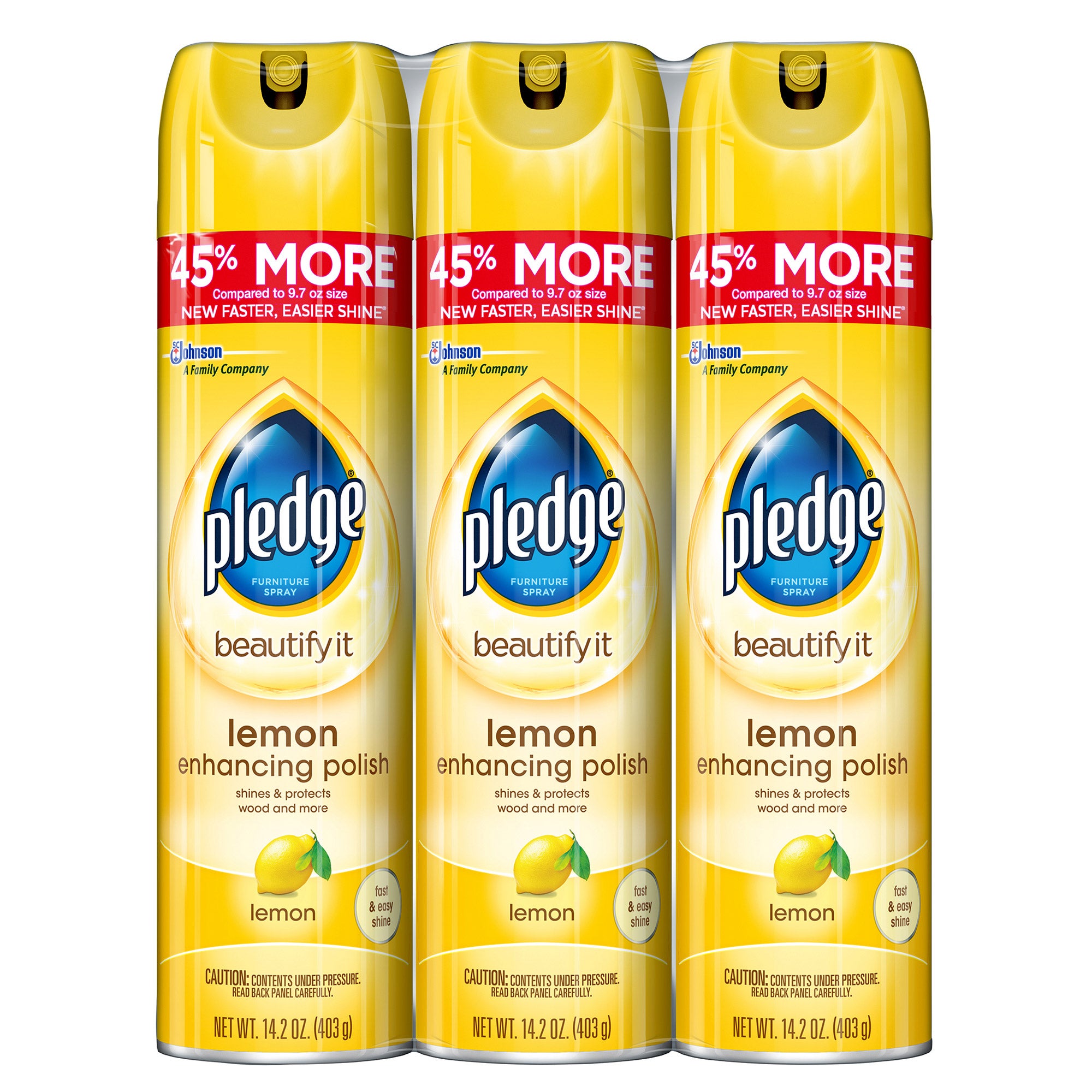 PLEDGE LEMON CLEAN POLISH 3/14.2OZ (2.6625LB)