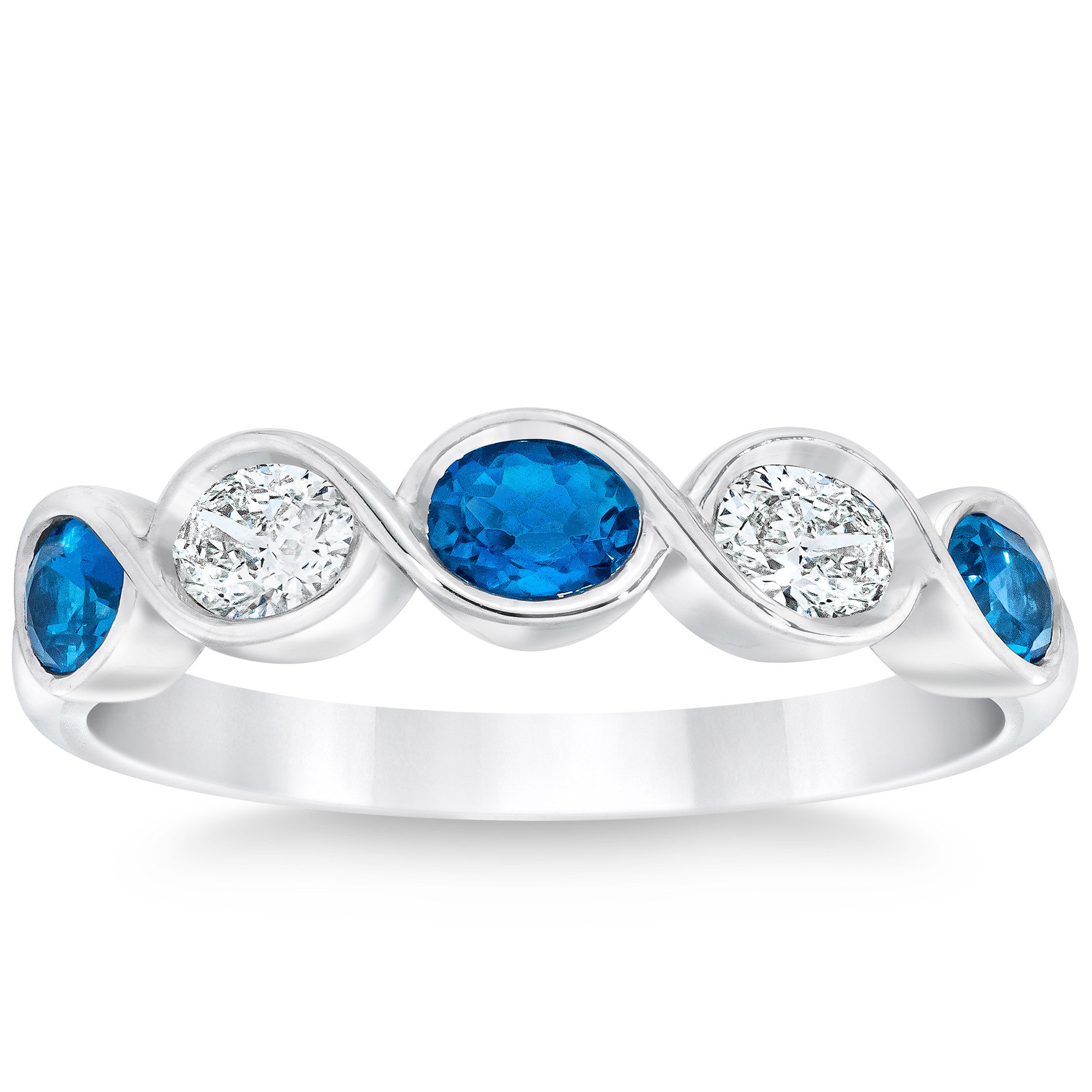 14KT WHITE GOLD .27CTW VS2 H DIAMOND & TOPAZ RING SIZE 6