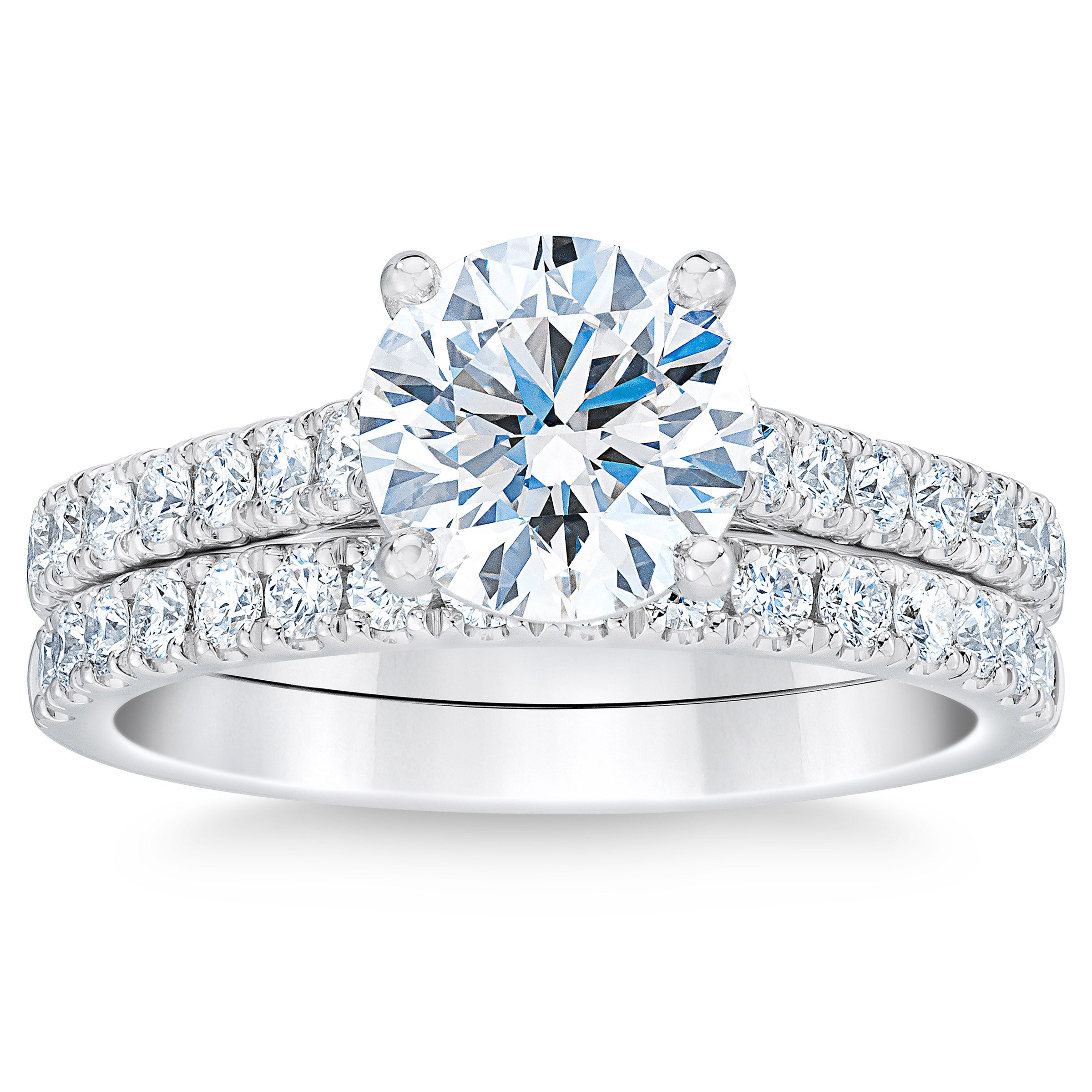 2.78CTW ROUND DIAMOND PLATINUM WEDDING SET 2.03CT CENTER VS1 ¨H¨ - Image 1