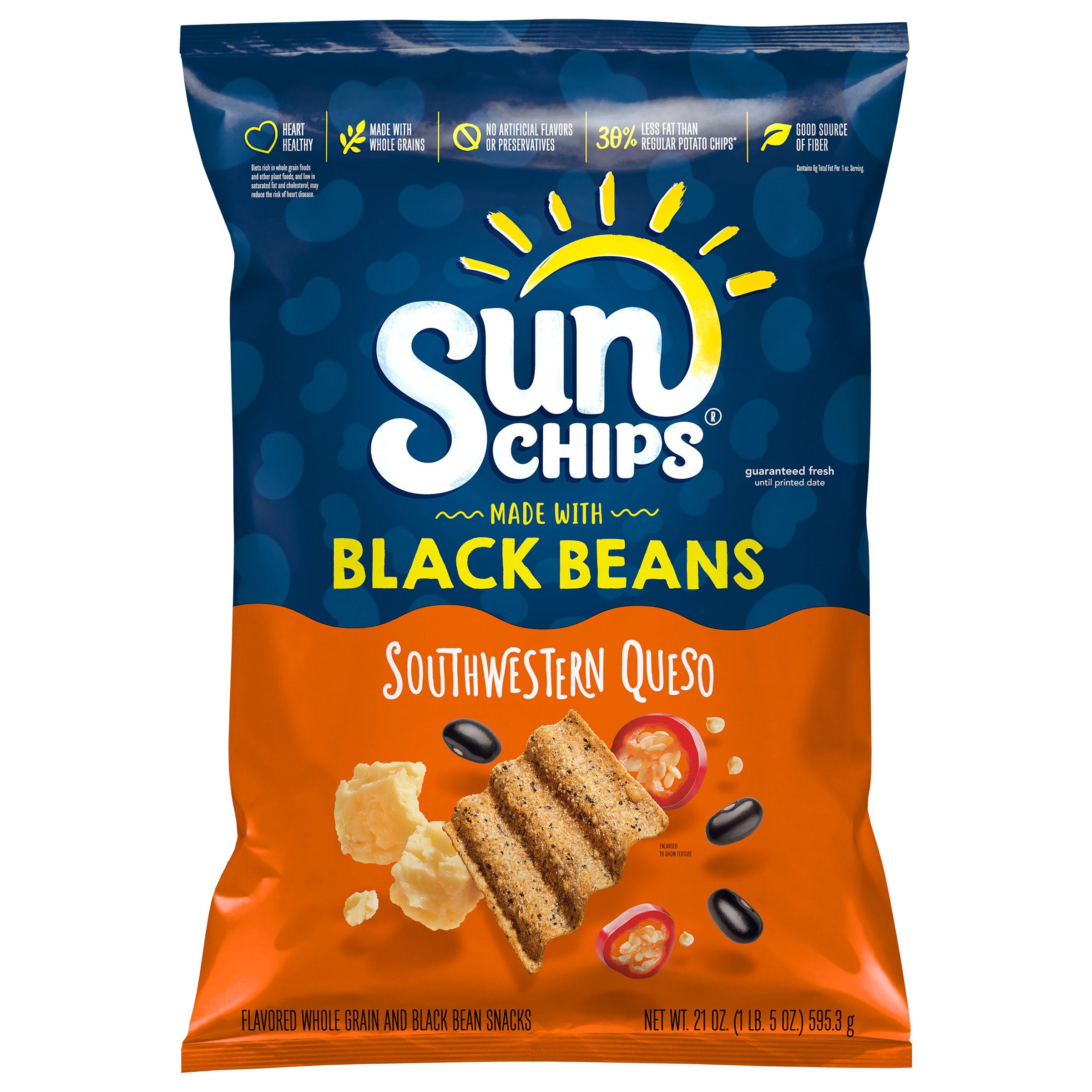 SUNCHIPS BLACK BEAN QUESO 21 OUNCE BAG - Image 1