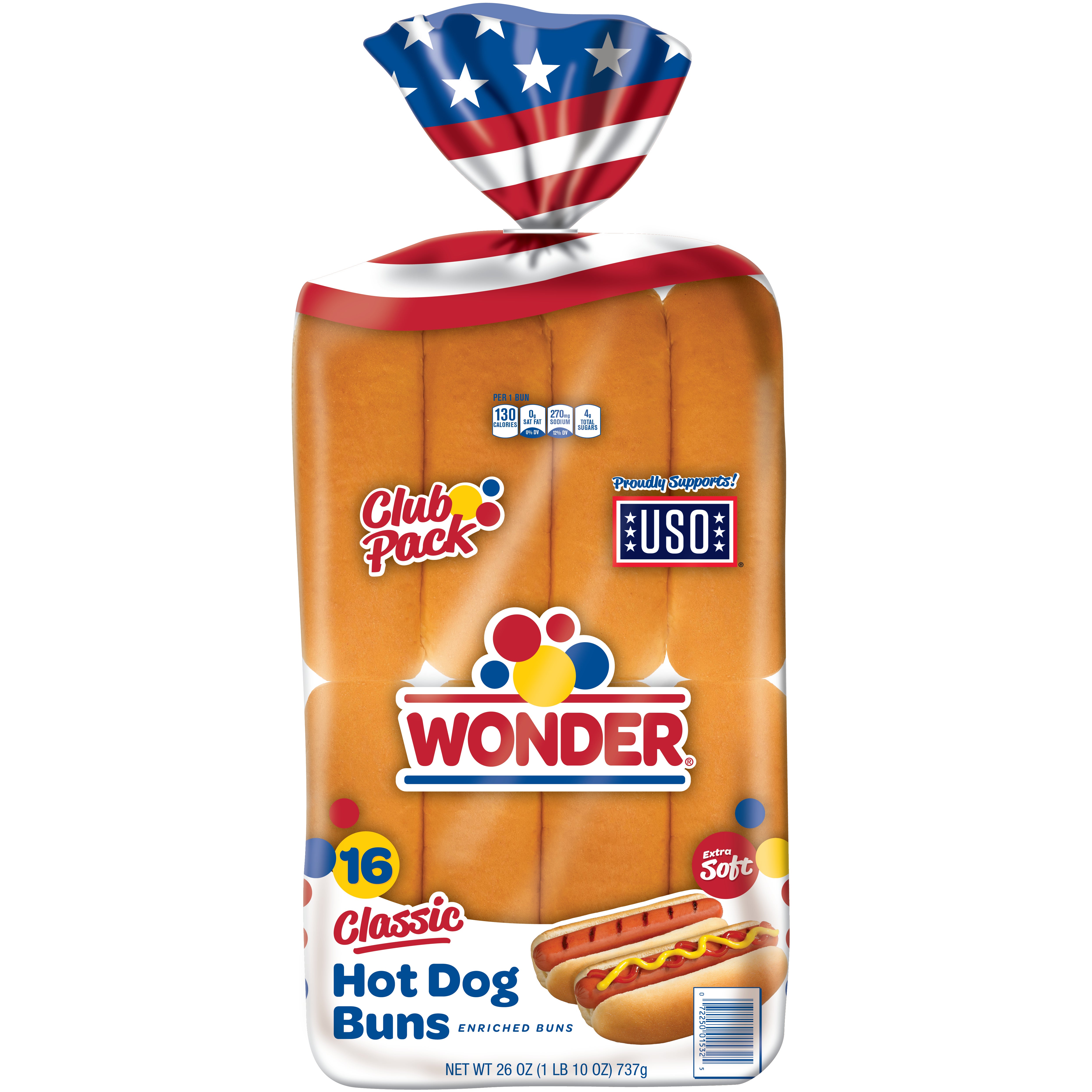 WONDER HOT DOG BUNS 16CT / 26OZ - Image 1