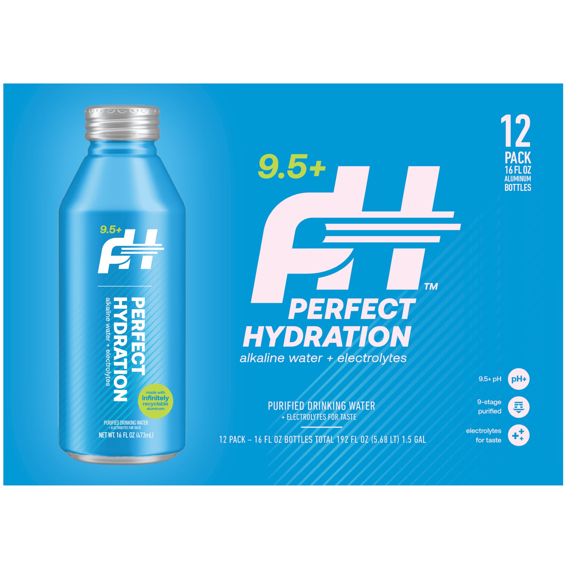 PERFECT HYDRATION ALKALINE RESEALABLE 12 PACK 16 OUNCES EACH - Image 1