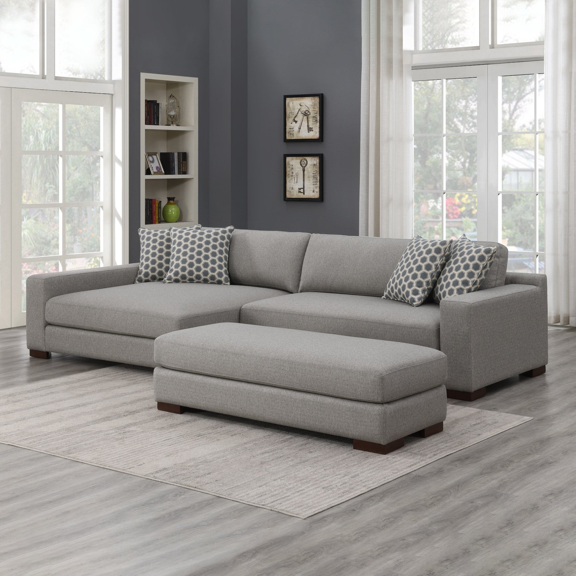 SYNERGY HOME FABRIC SECTIONAL WITH OTTOMAN - Image 1
