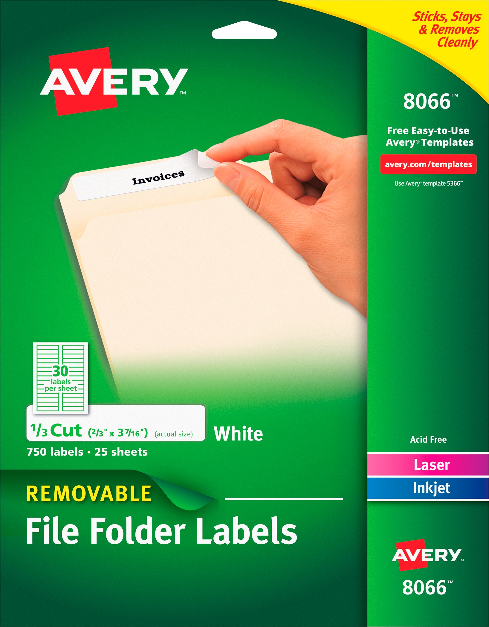 AVERY® 8066 REMOVABLE FILING LABEL 750 CT - Image 1