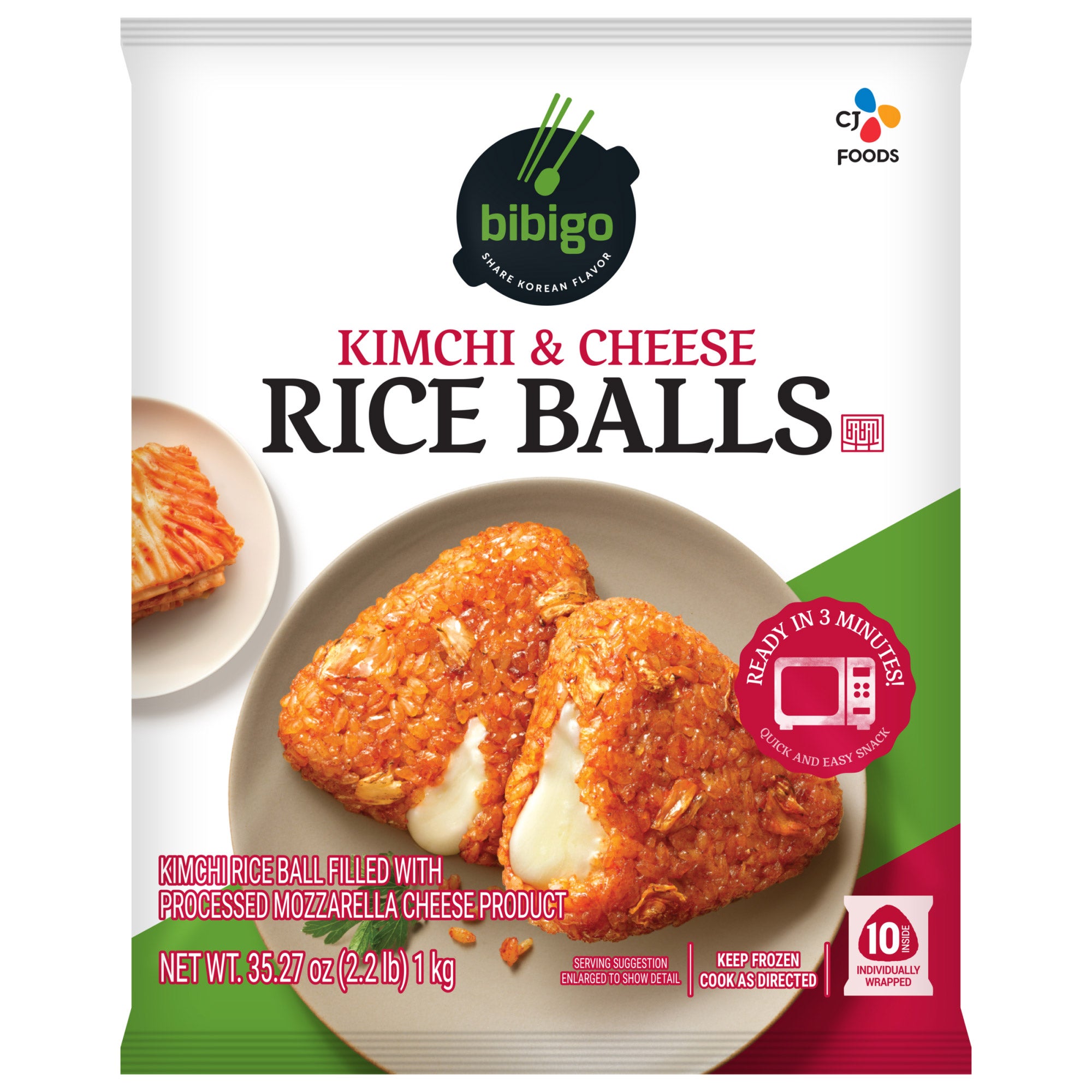 BIBIGO KIMCHI & CHEESE RICE BALLS 10 CT 2.2 LBS