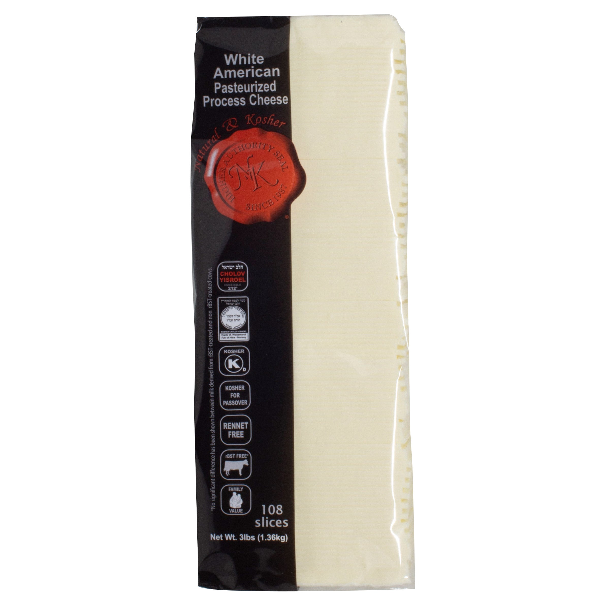 NATURAL & KOSHER SLICED AMERICAN CHEESE 48 OZ (3 LBS)