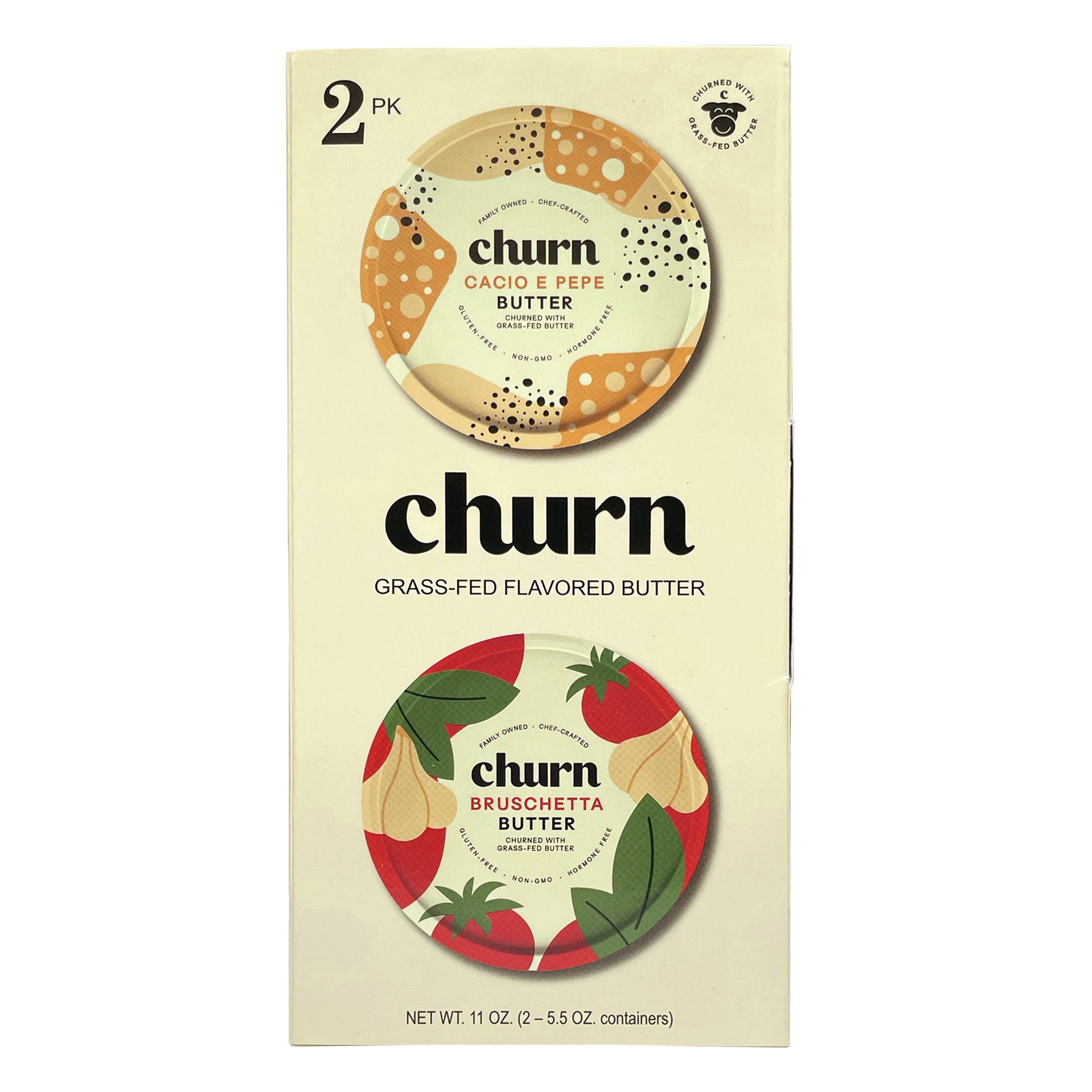 CHURN GRASS FED BUTTER ITALIAN VARIETY PACK 2 PACK 5.5 OUNCES EACH