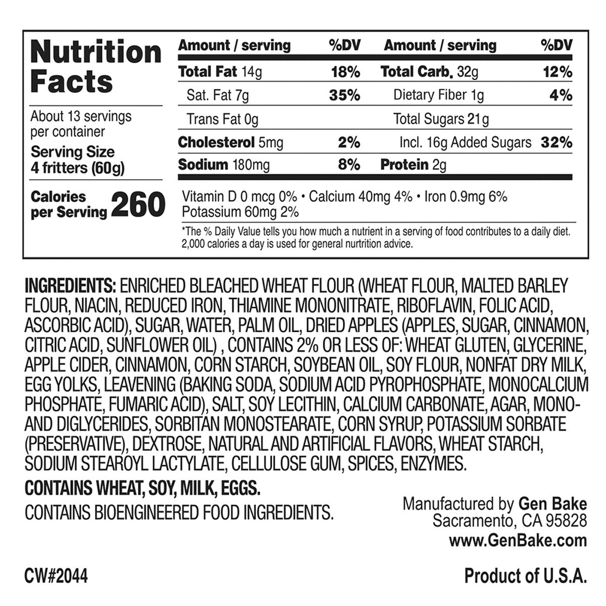GEN BAKE APPLE FRITTER BITES 28 OZ (1.75 LBS)