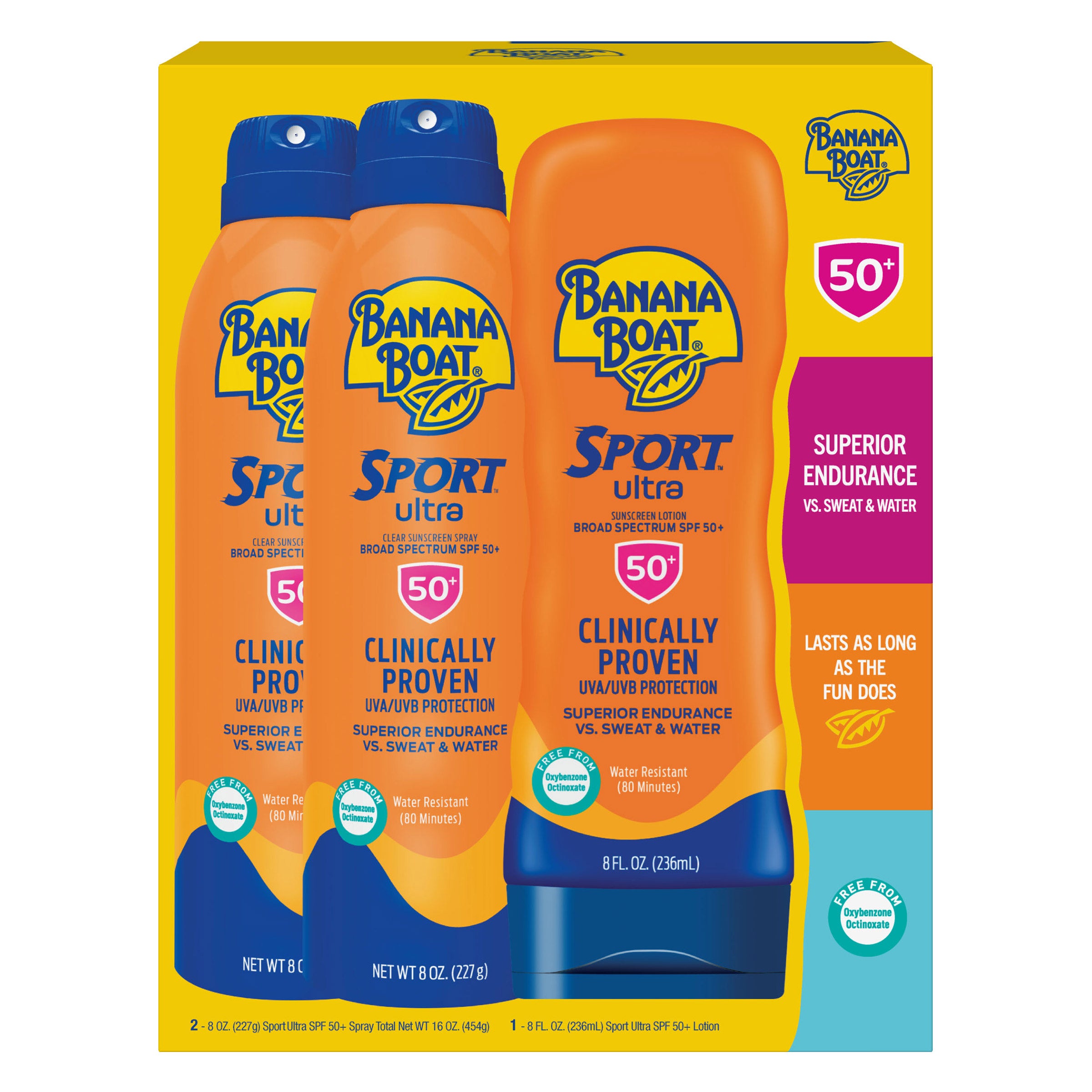 BANANA BOAT SPORT ULTRA SPF 50 SPRAYS AND LOTION