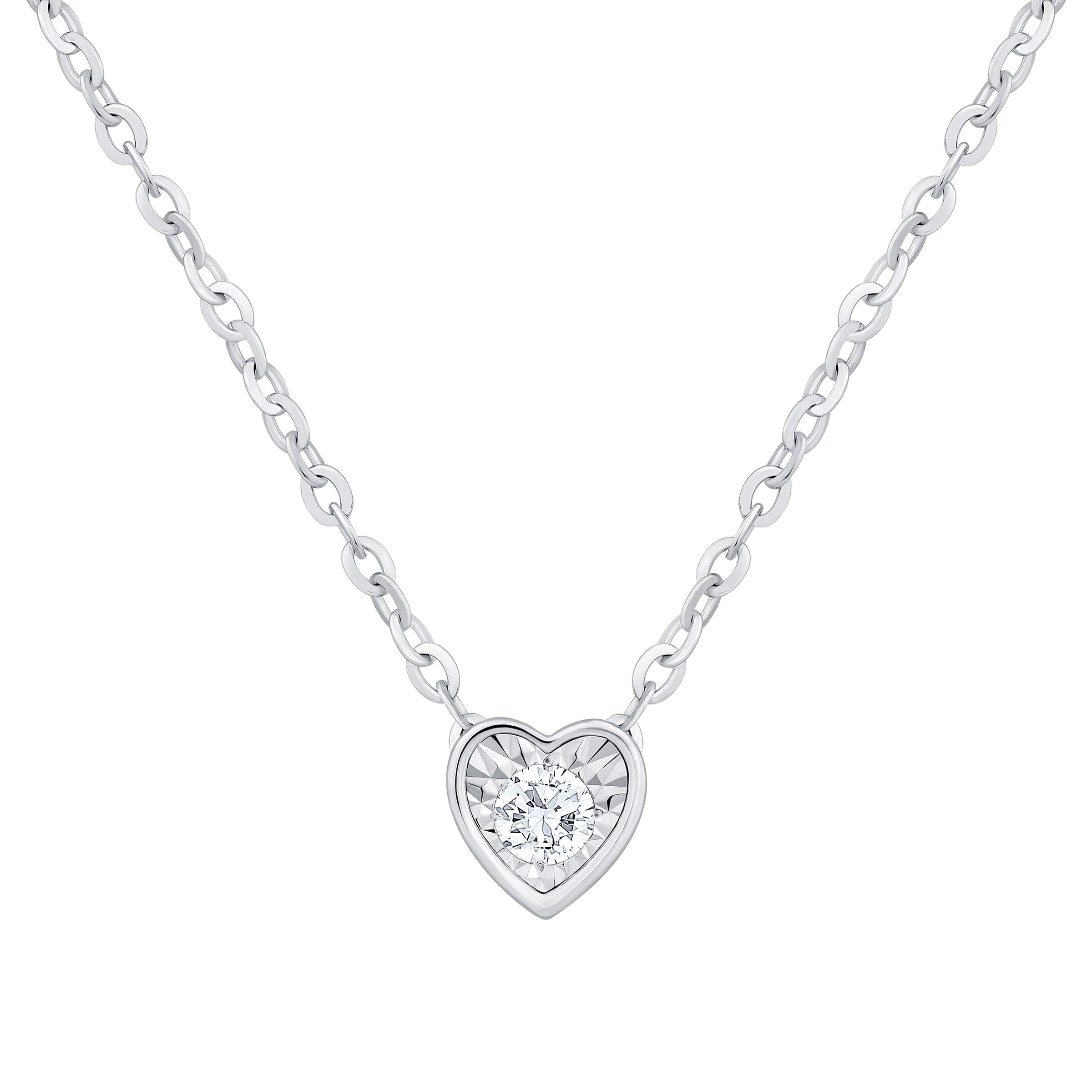 14KT WHITE GOLD VS2 I 0.14CTW ROUND DIAMOND HEART PENDANT - Image 1