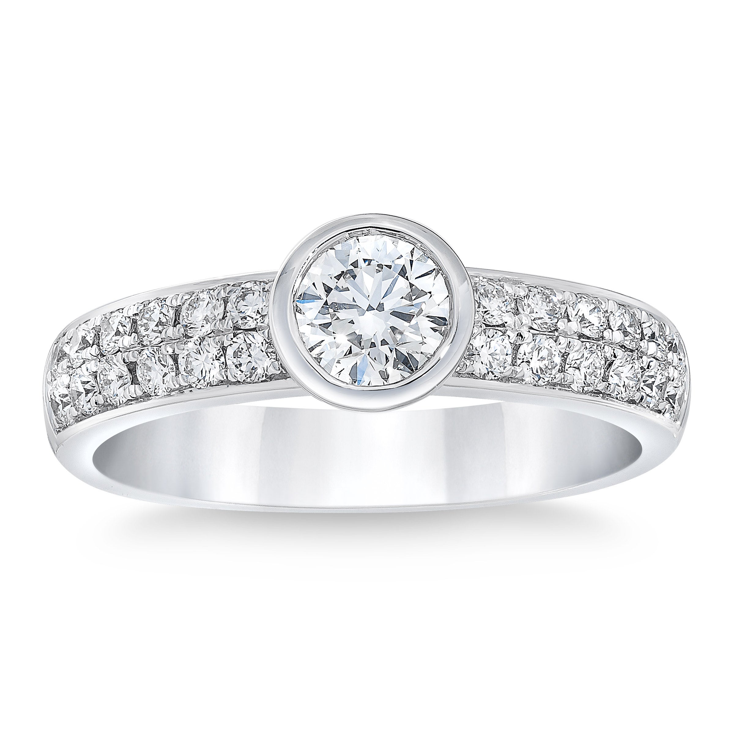 14KT WHITE GOLD VS2 I 0.95CTW ROUND DIAMOND RING (0.50CTR) - Image 1