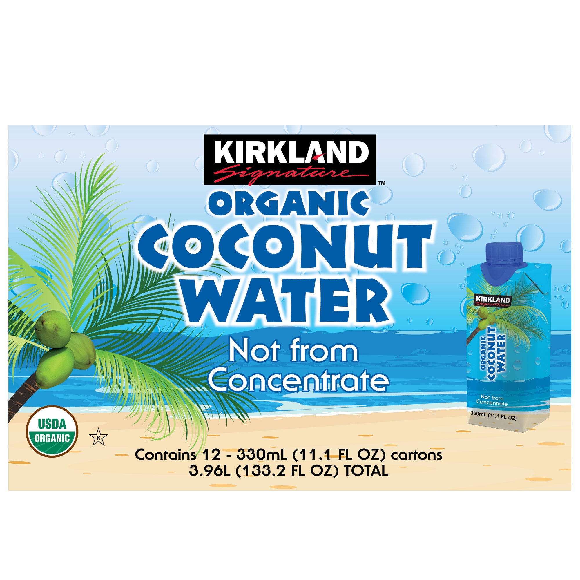 KIRKLAND SIGNATURE ORGANIC COCONUT WATER 12/11.1 OZ
