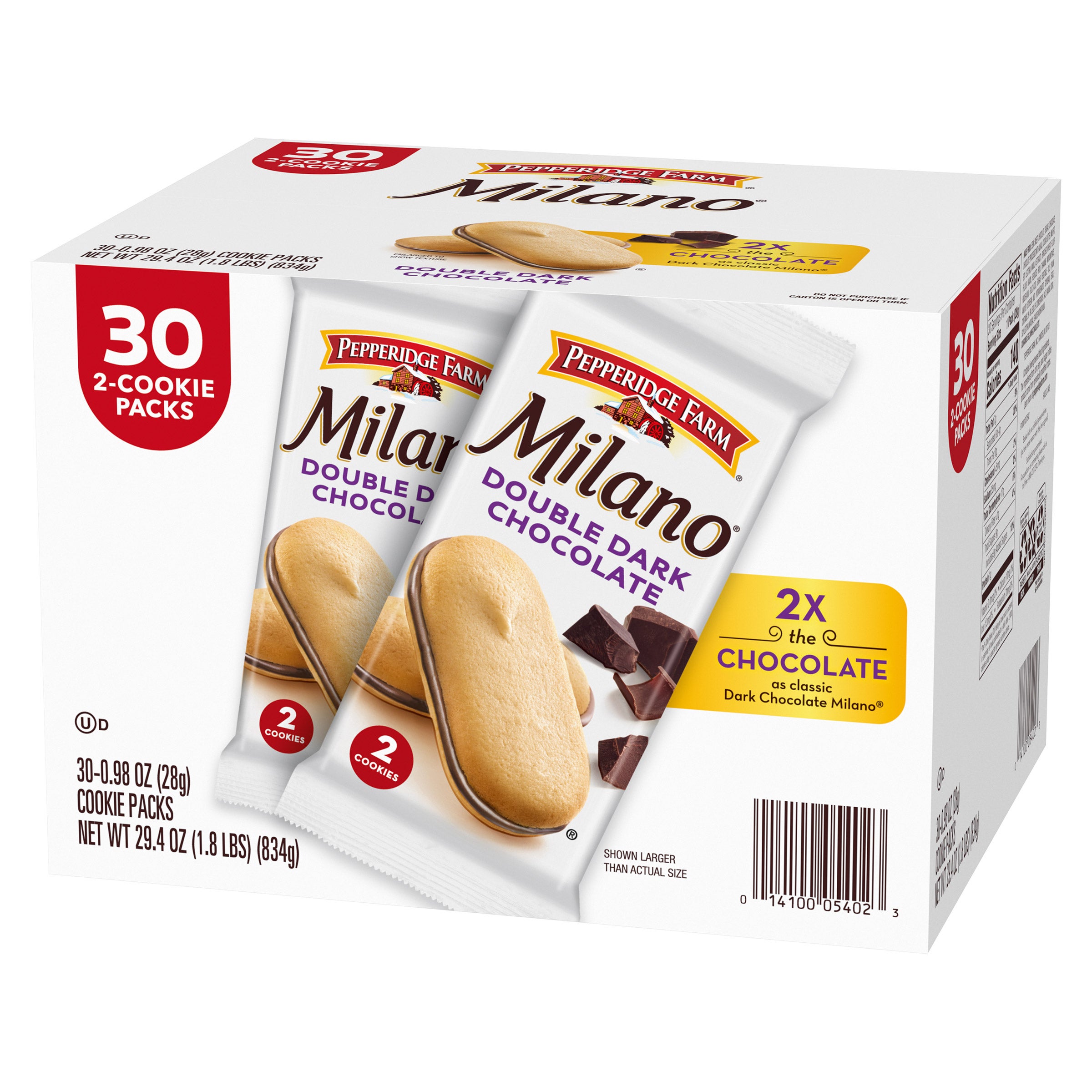 PEPPERIDGE FARM MILANO DARK CHOCOLATE 30 PACK .98 OUNCES EA