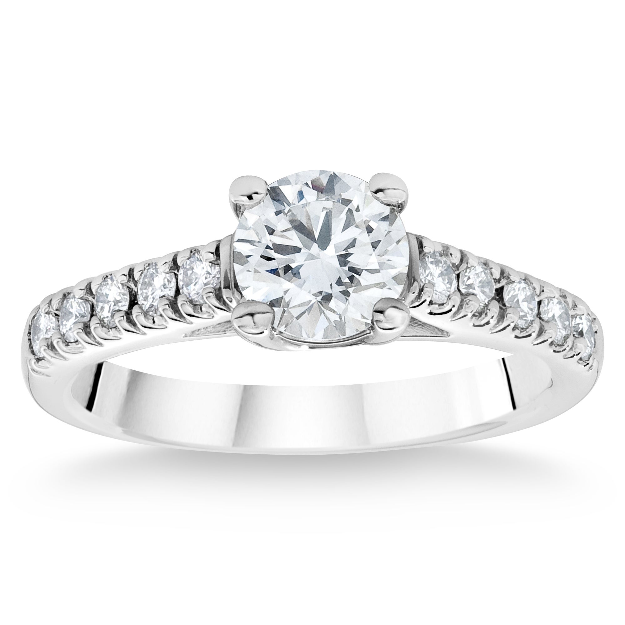 1.31CTW ROUND DIAMOND PLATINUM WEDDING RING 1.01CT CENTER VVS1 ¨F¨ - Image 1